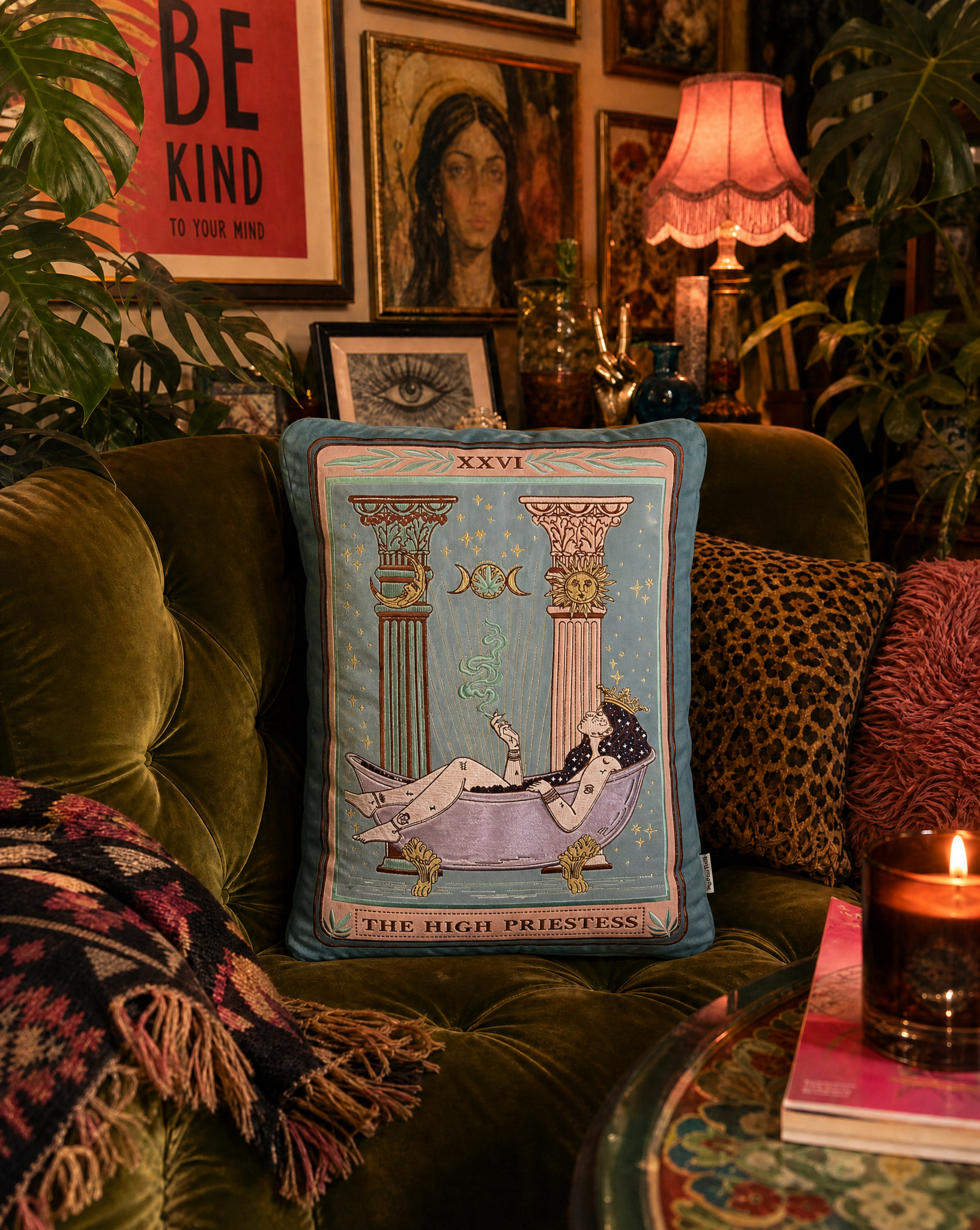 << THE HIGH PRIESTESS >> OVERSIZED PLUSH EMBROIDERED PILLOW