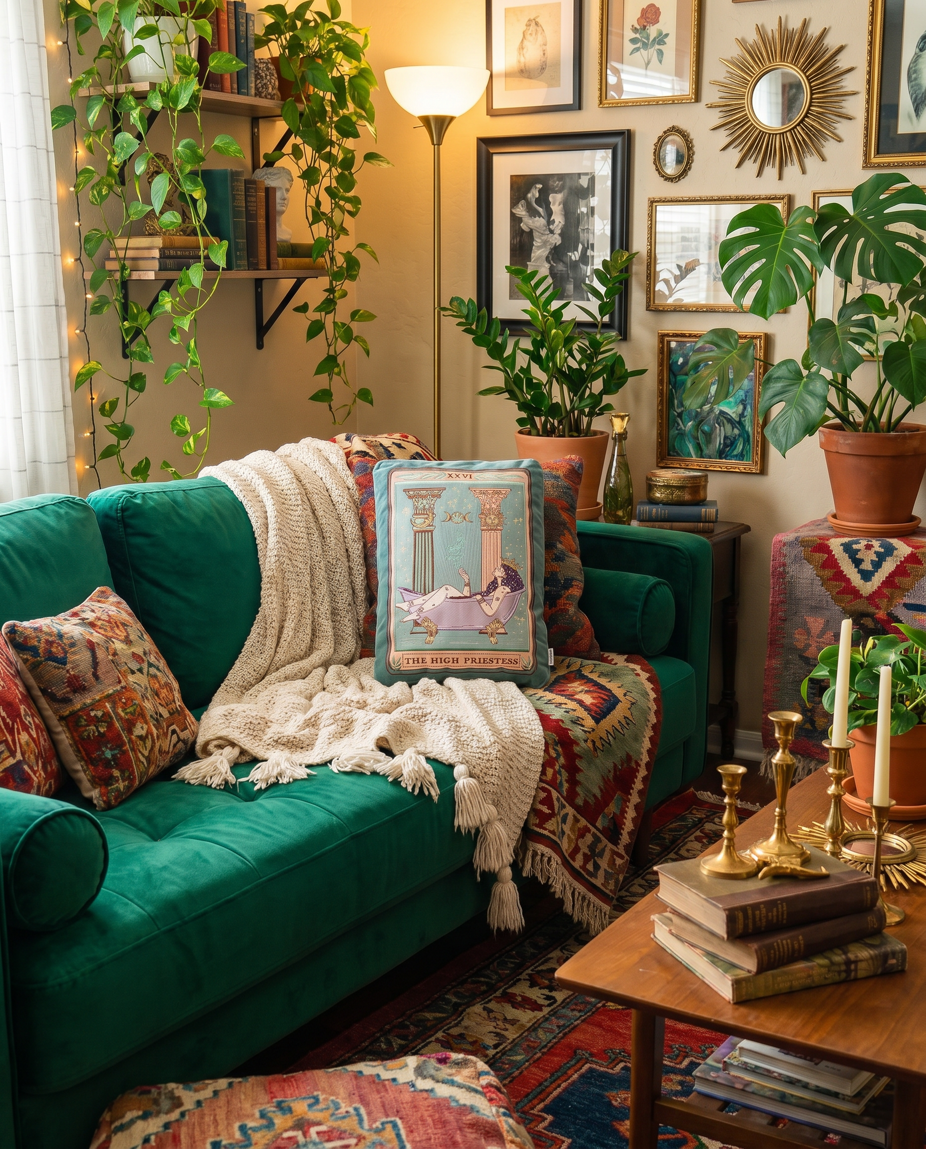 << THE HIGH PRIESTESS >> OVERSIZED PLUSH EMBROIDERED PILLOW