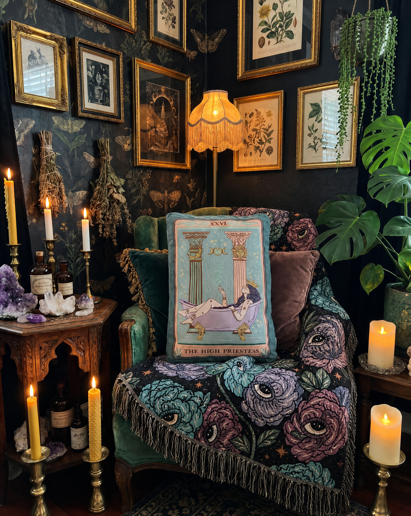 << THE HIGH PRIESTESS >> OVERSIZED PLUSH EMBROIDERED PILLOW