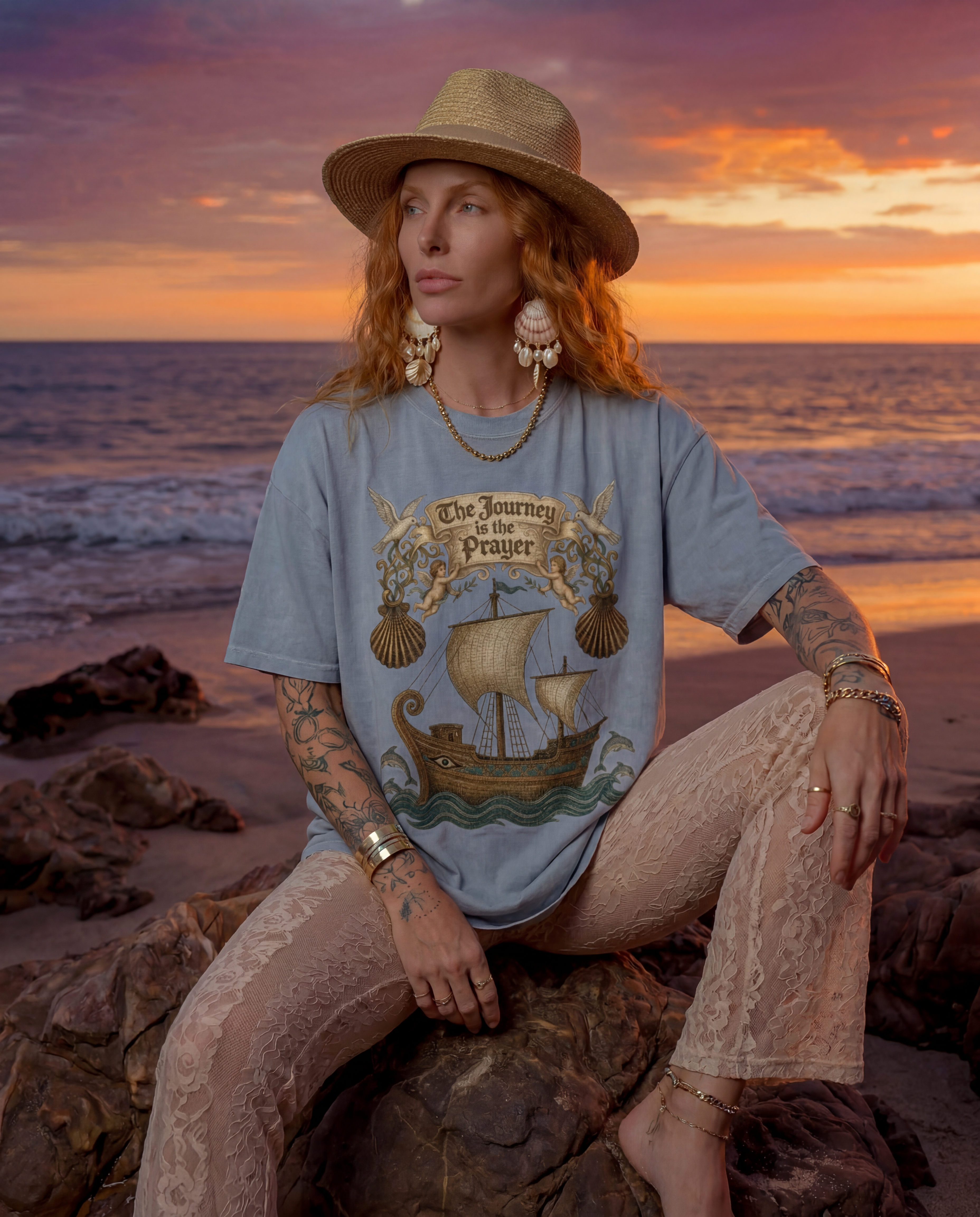 The Journey is the Prayer // Snow Washed Oversized Cotton T-Shirt