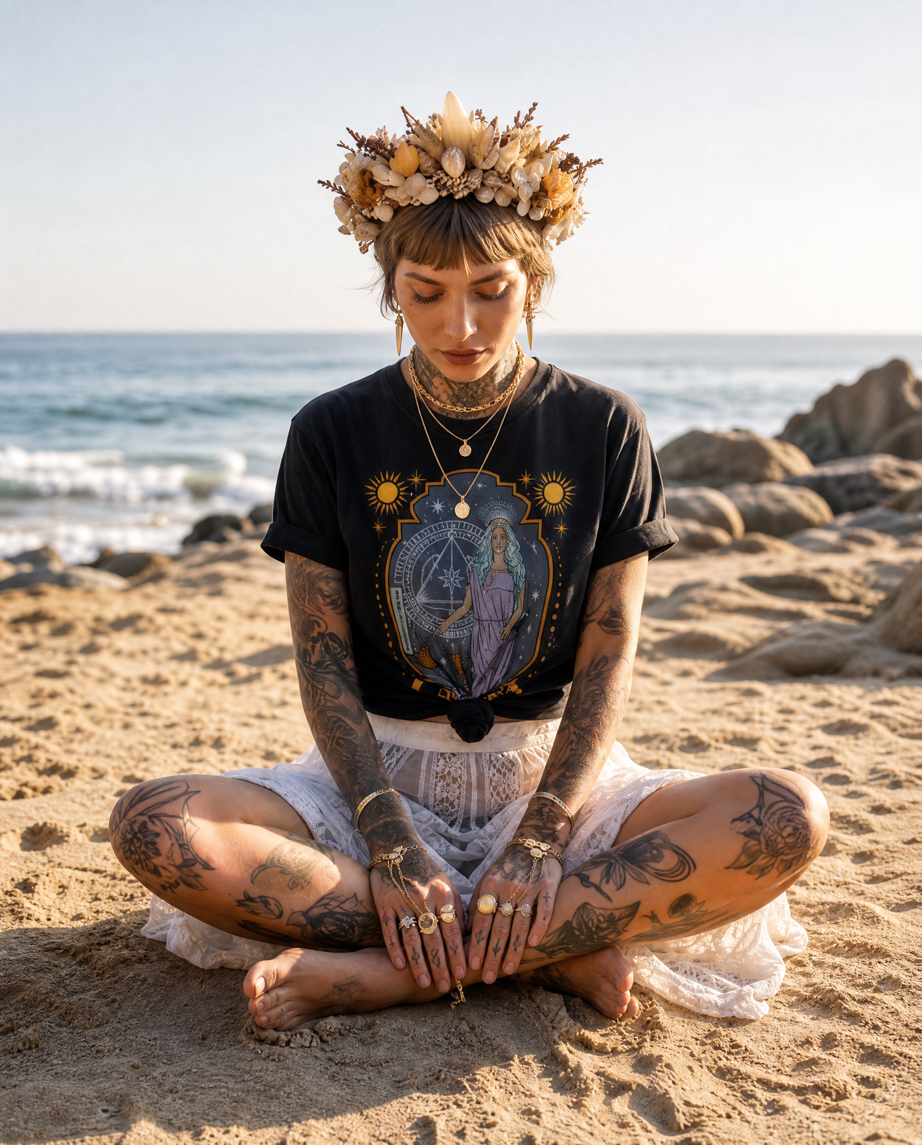 Libra // Snow Washed Oversized Cotton T-Shirt