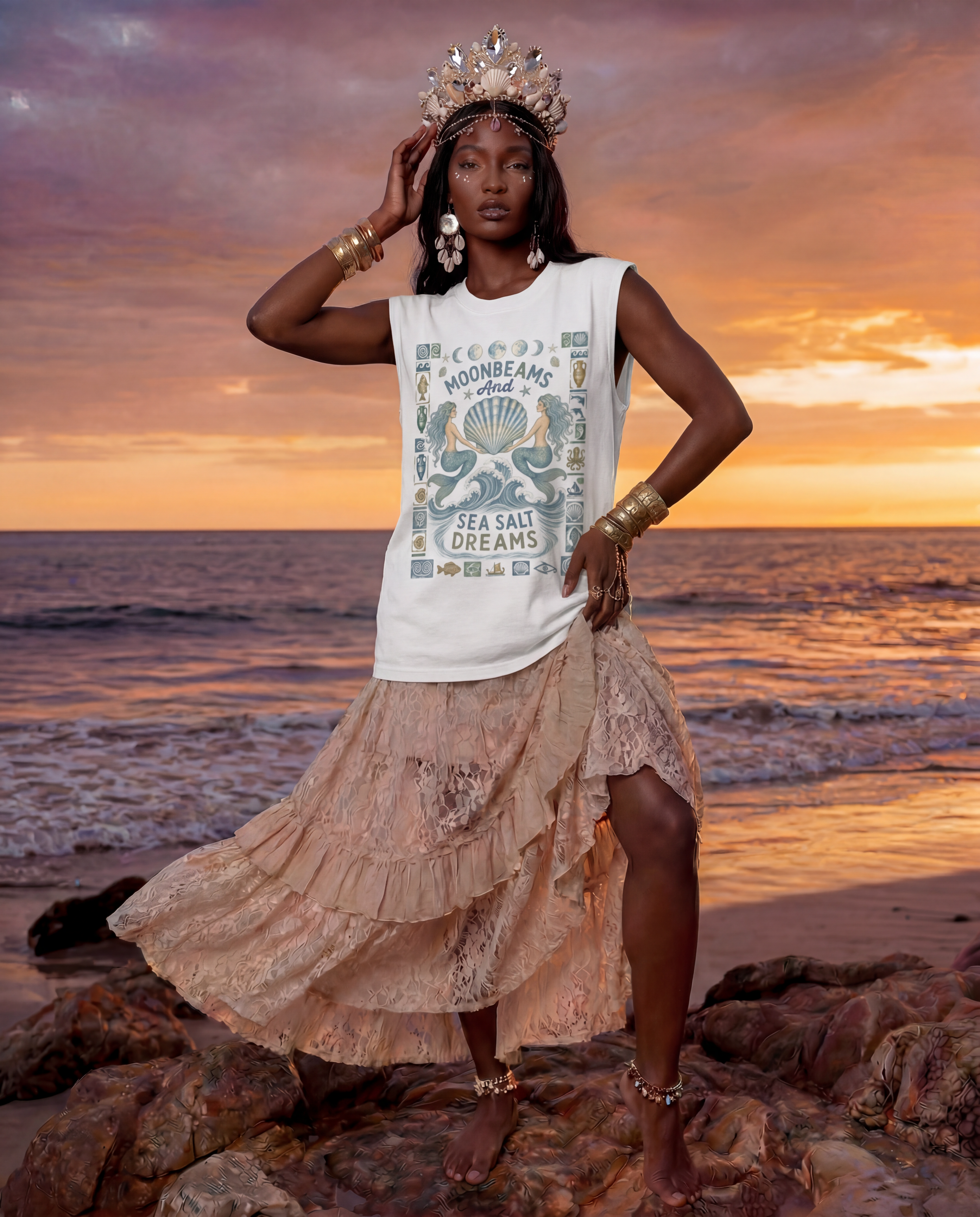 Moonbeams and Sea Salt Dreams // Unisex Boxy Cotton Tank