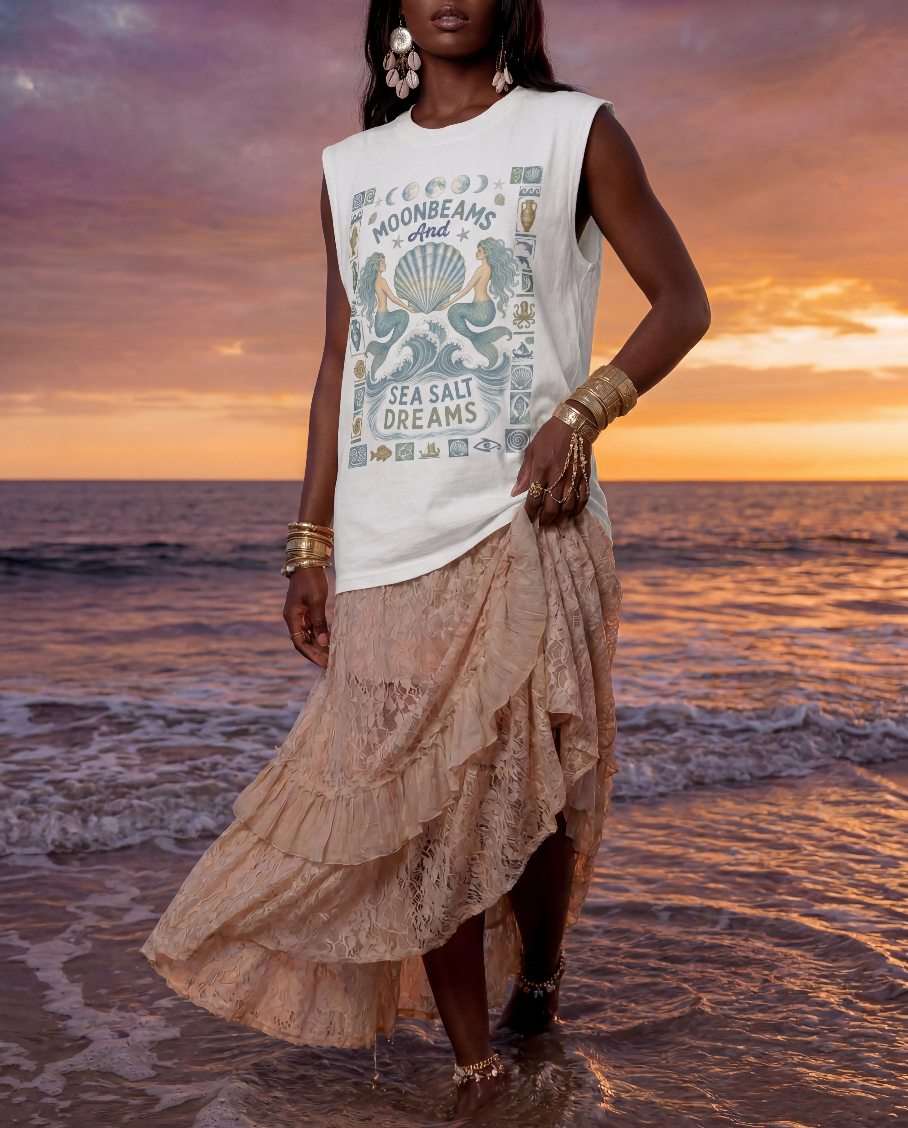 Moonbeams and Sea Salt Dreams // Unisex Boxy Cotton Tank