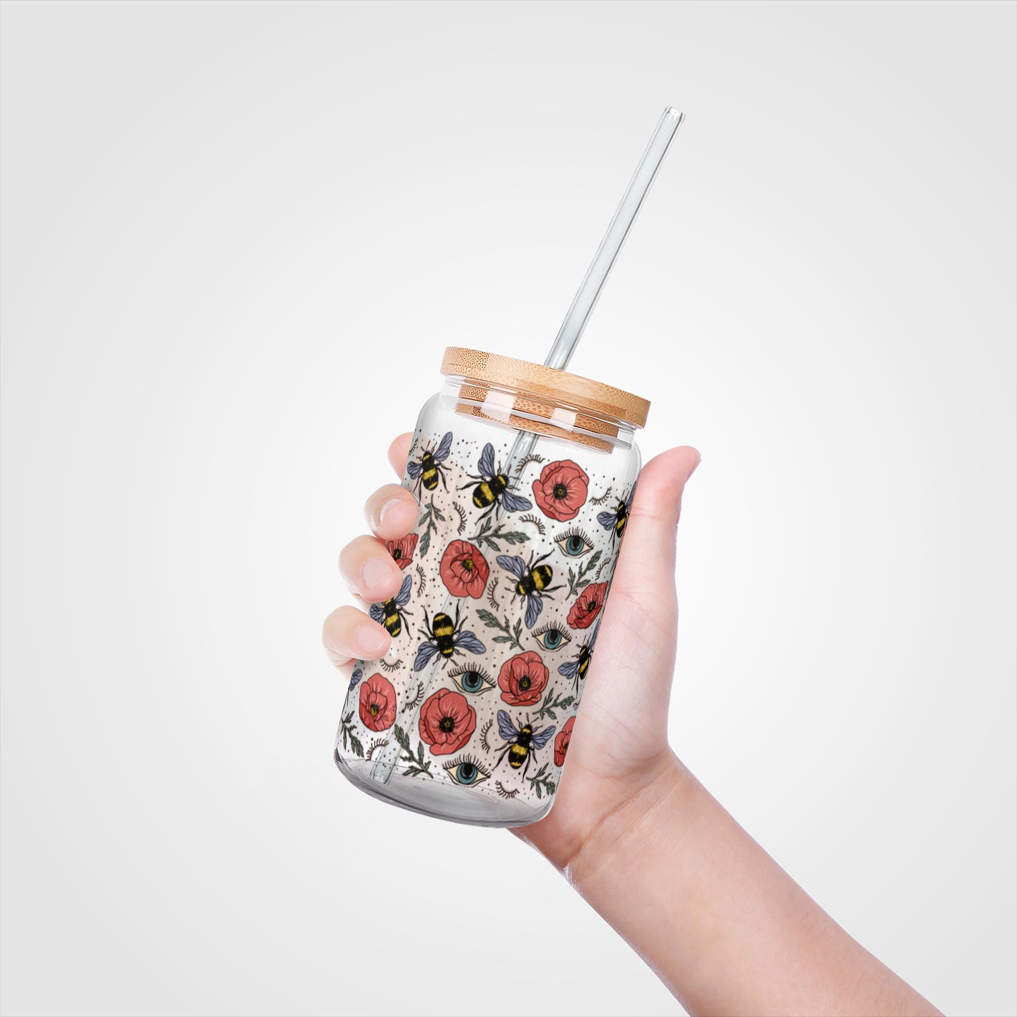 BEE'S KNEES // GLASS TUMBLER WITH STRAW