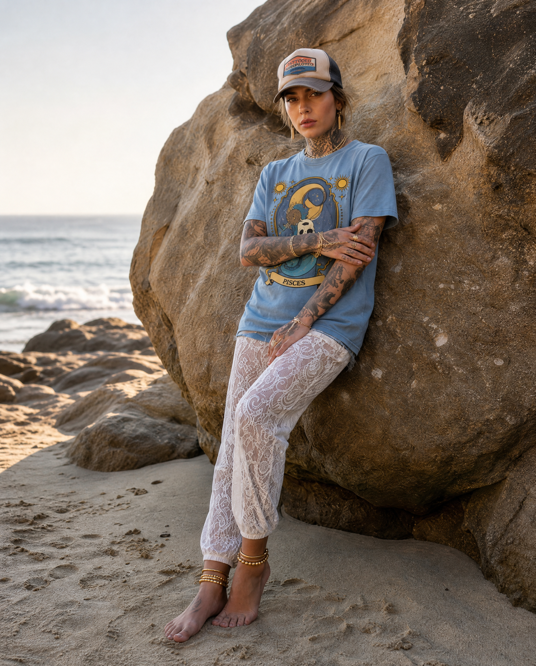 Pisces // Snow Washed Oversized Cotton T-Shirt