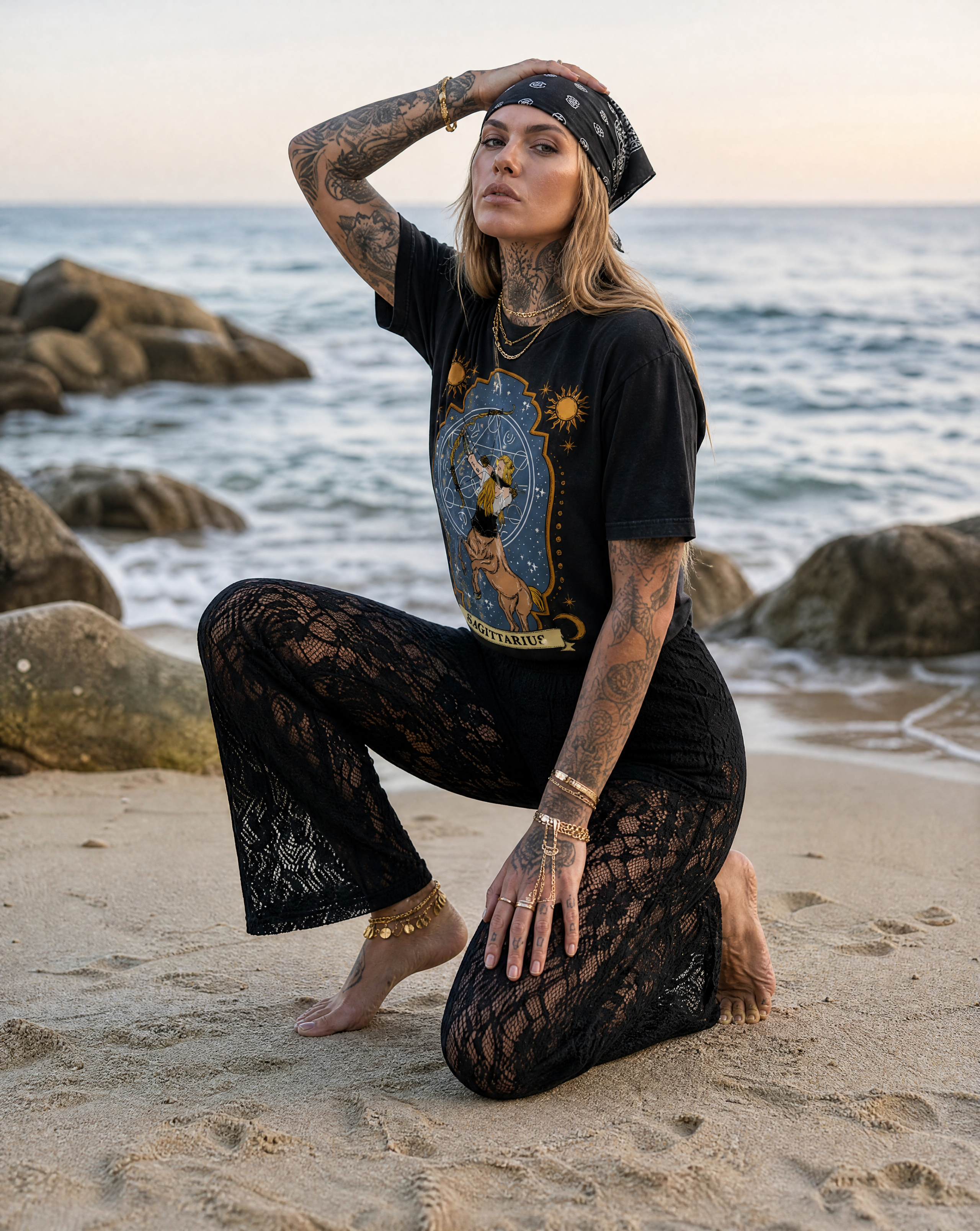 Sagittarius // Snow Washed Oversized Cotton T-Shirt