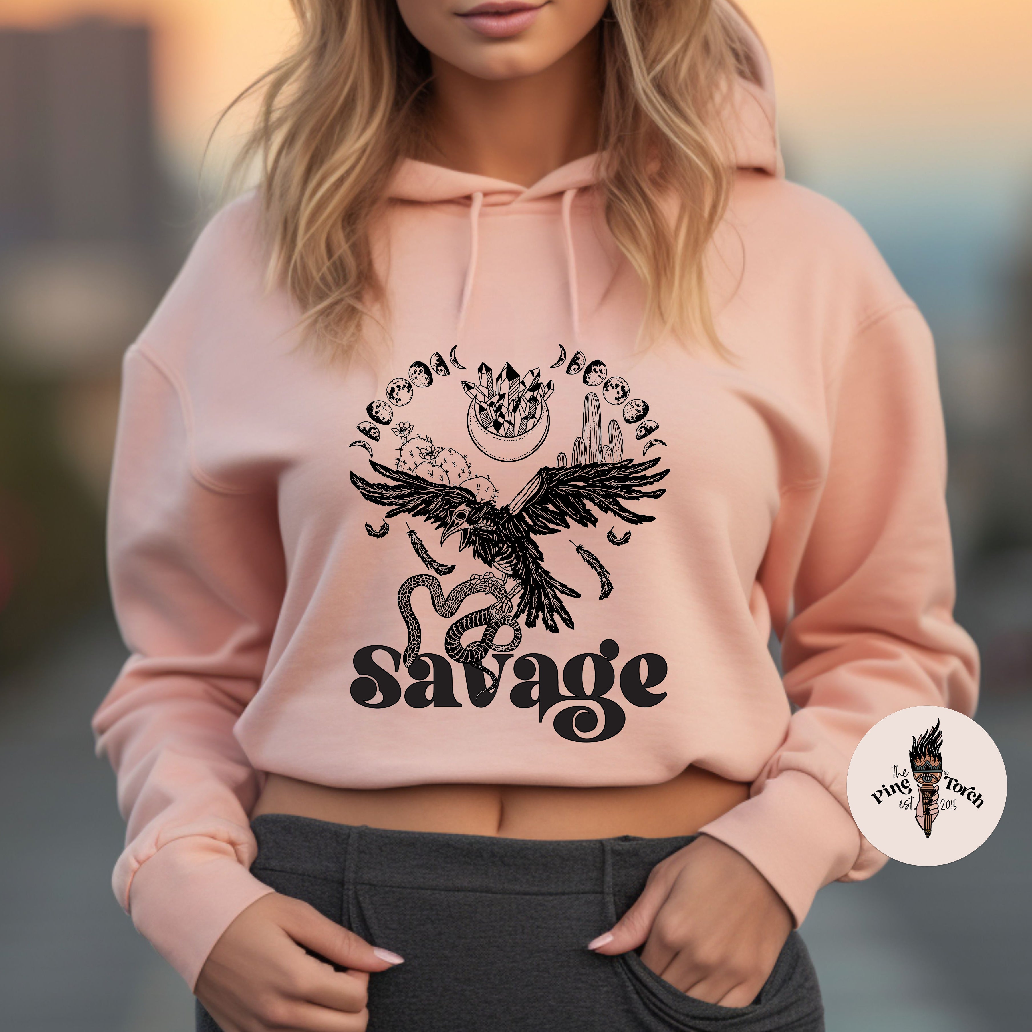 SAVAGE // CREAM CROP HOODIE