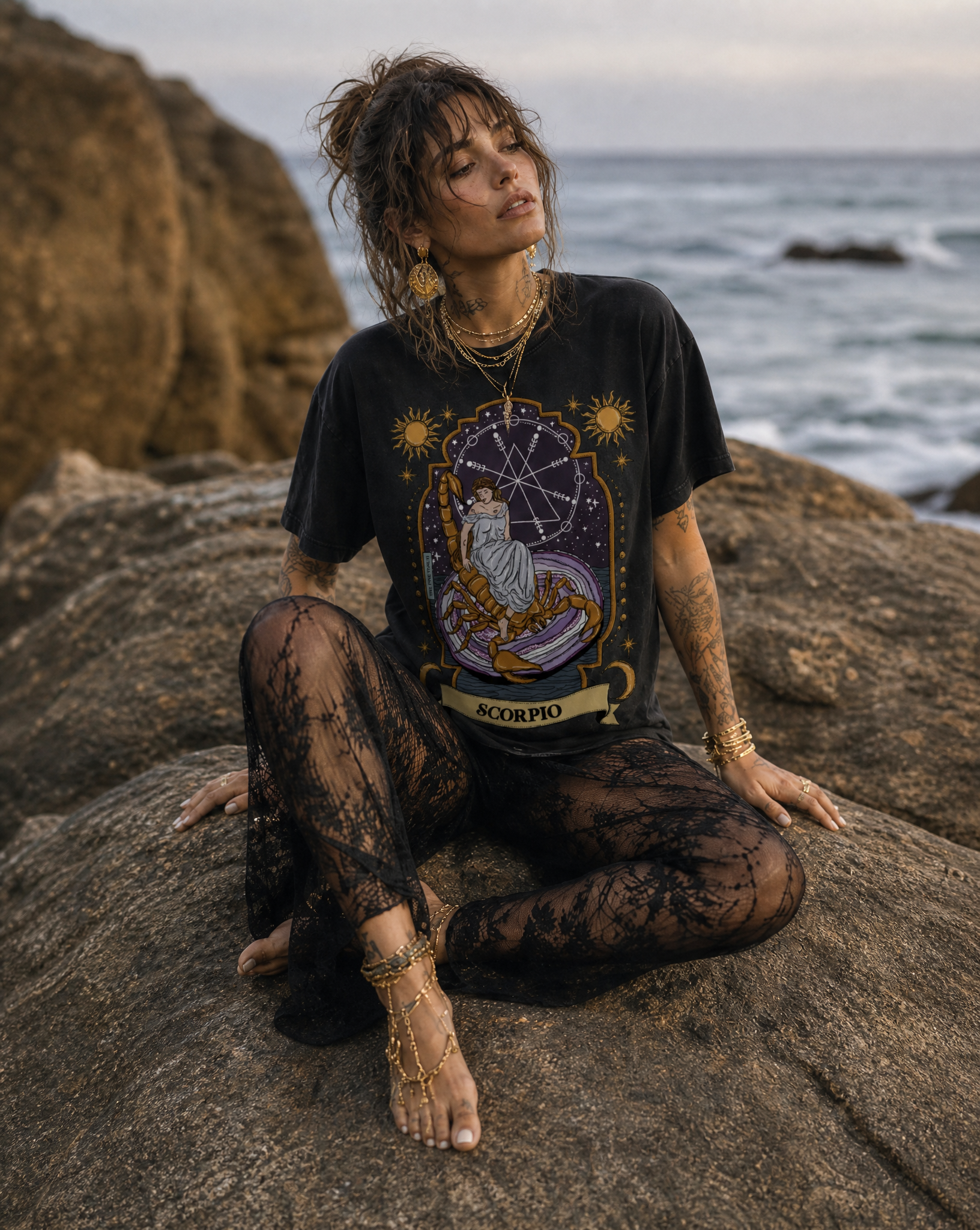 Scorpio // Snow Washed Oversized Cotton T-Shirt