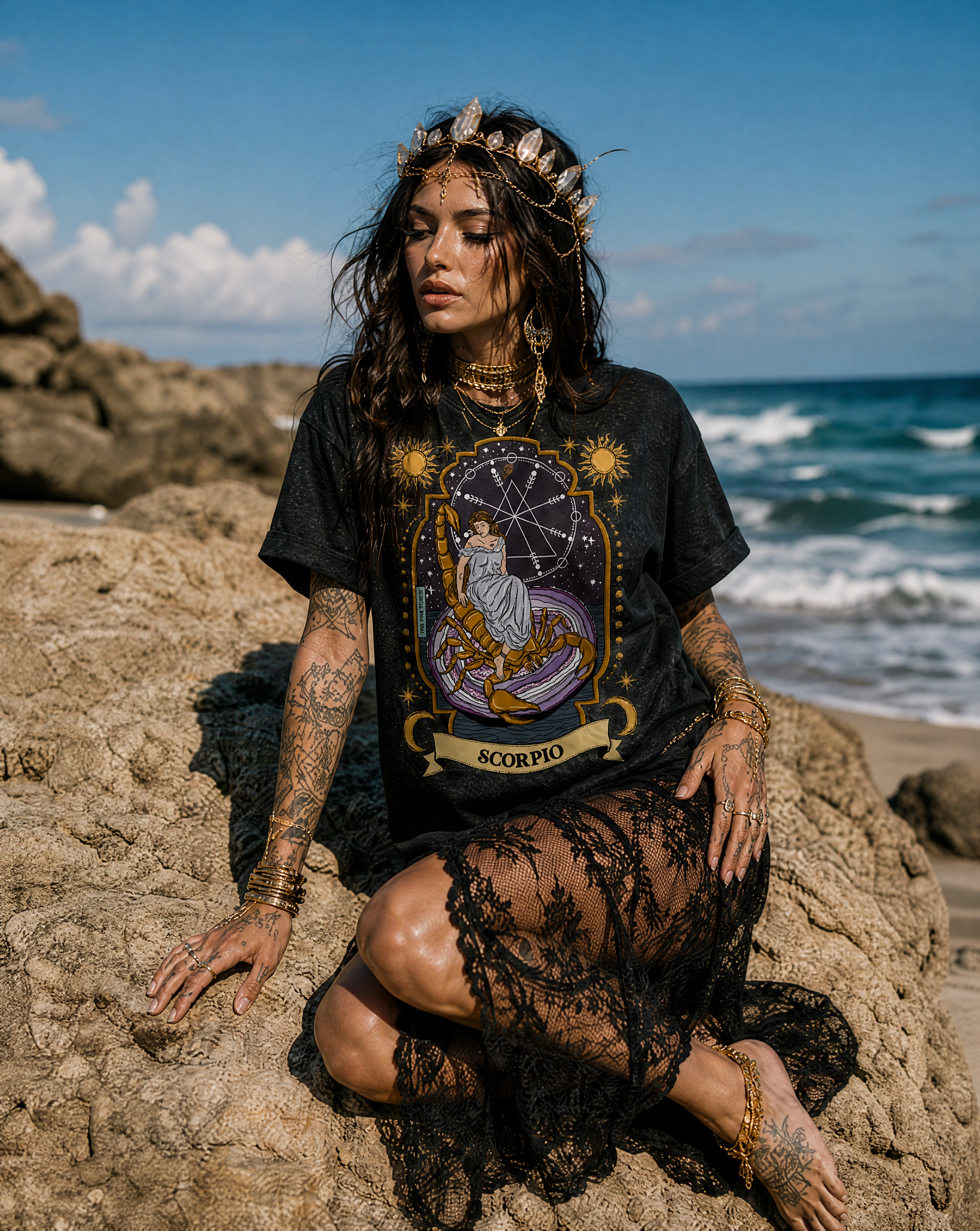Scorpio // Snow Washed Oversized Cotton T-Shirt