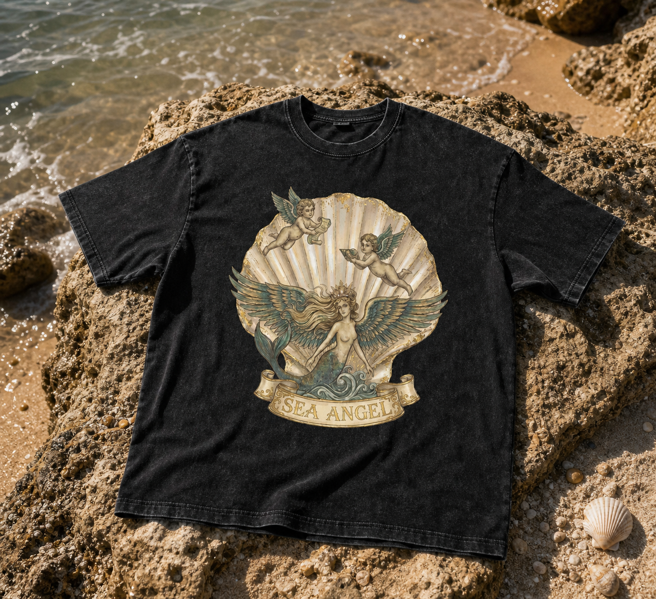 Sea Angel // Snow Washed Oversized Cotton T-Shirt