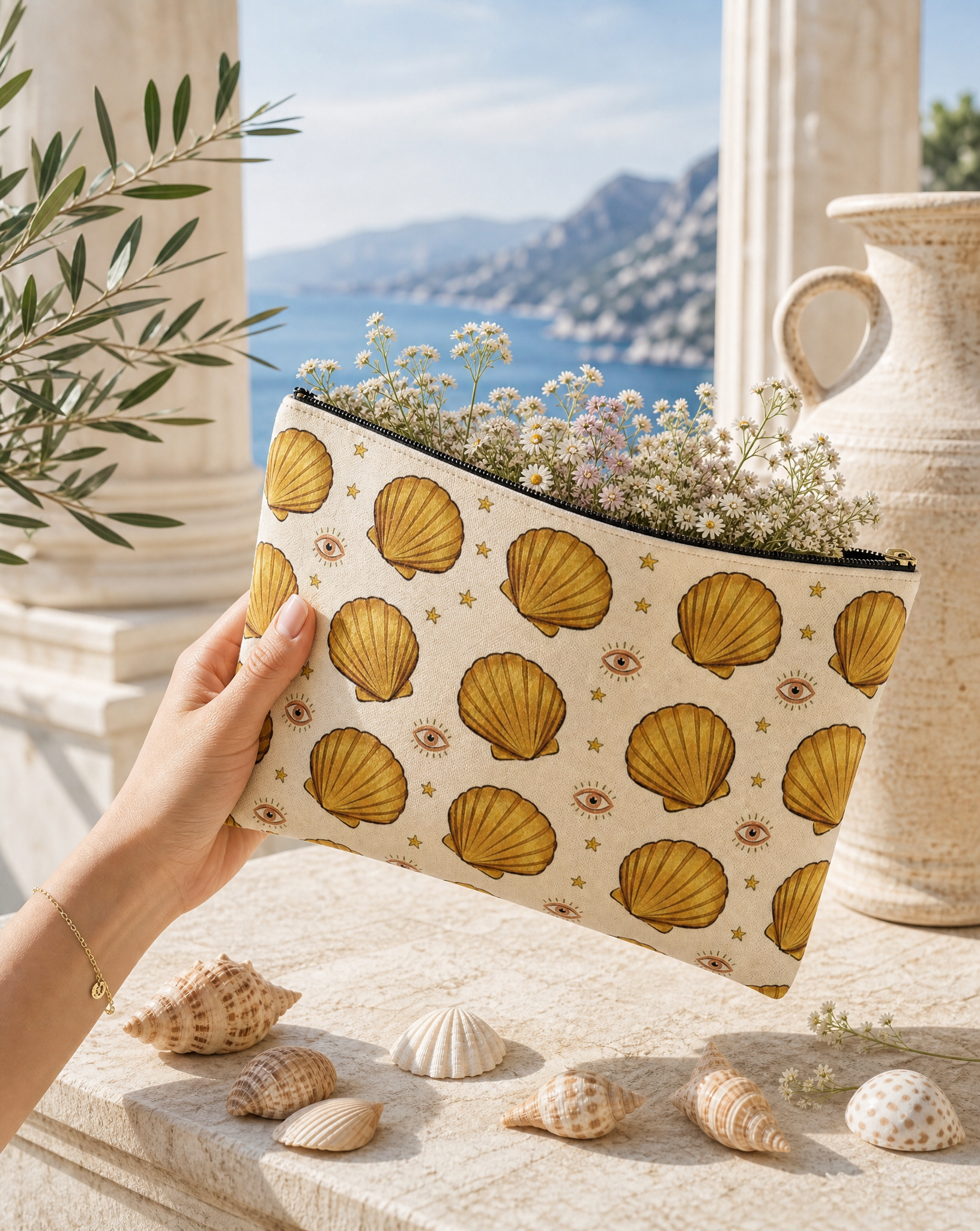 SEASHELL MILAGROS // COSMETIC ZIP POUCH