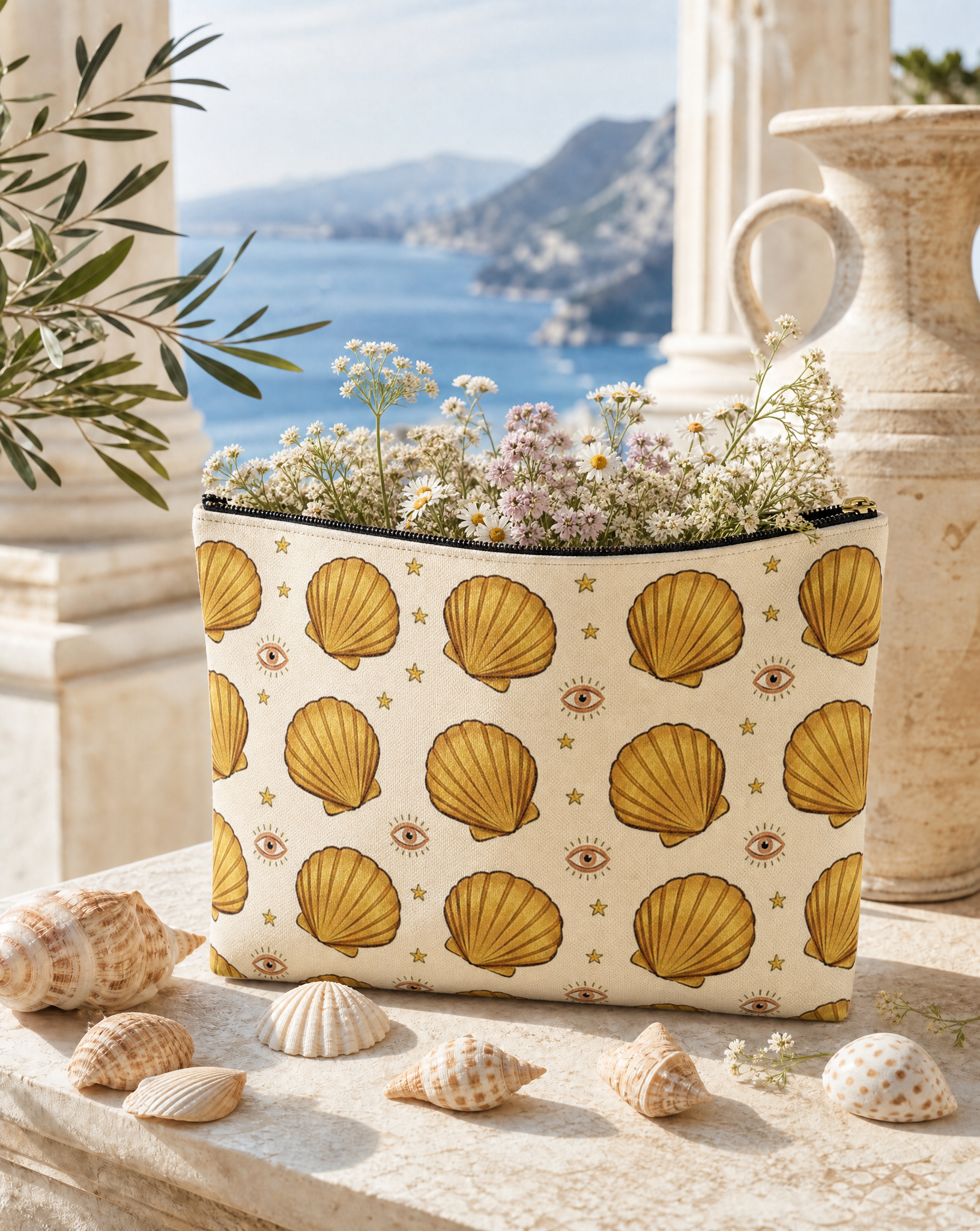 SEASHELL MILAGROS // COSMETIC ZIP POUCH