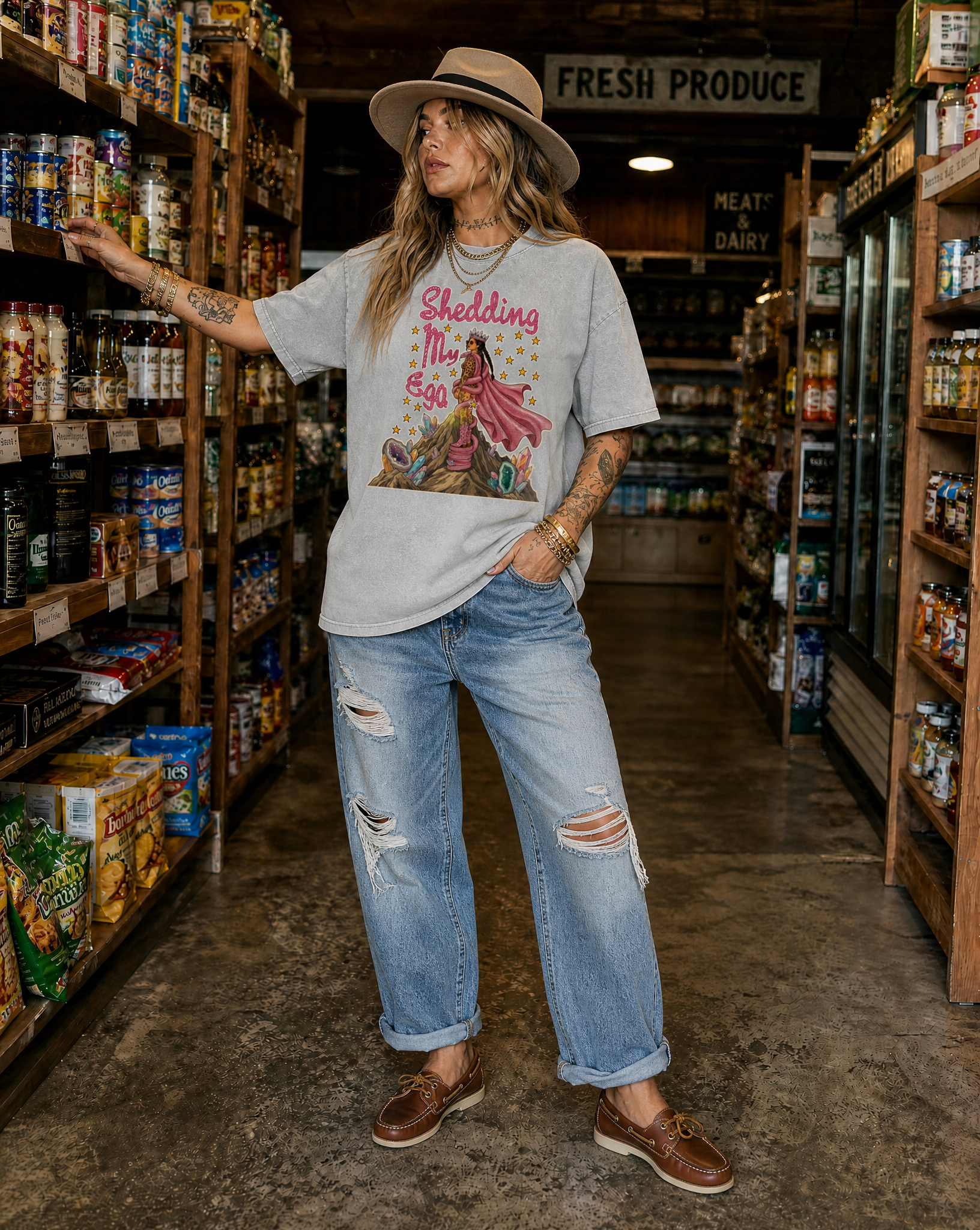 Shedding My Ego // Snow Washed Oversized Cotton T-Shirt