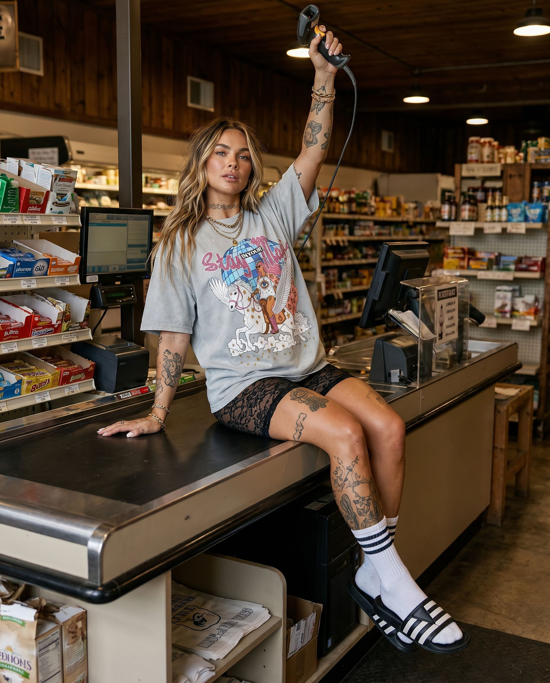 Stay in Your Magic // Snow Washed Oversized Cotton T-Shirt