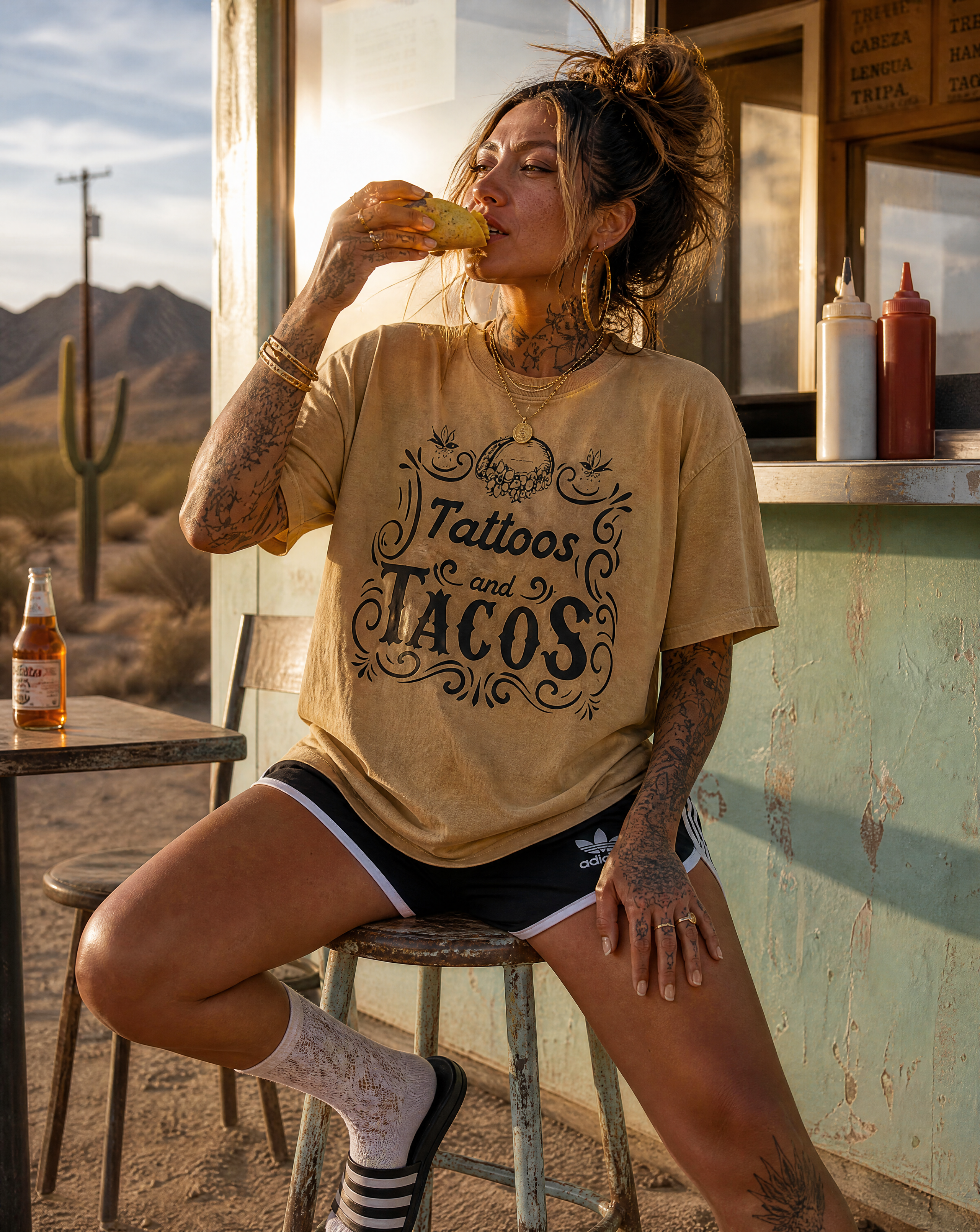 Tattoos and Tacos // Snow Washed Oversized Cotton T-Shirt
