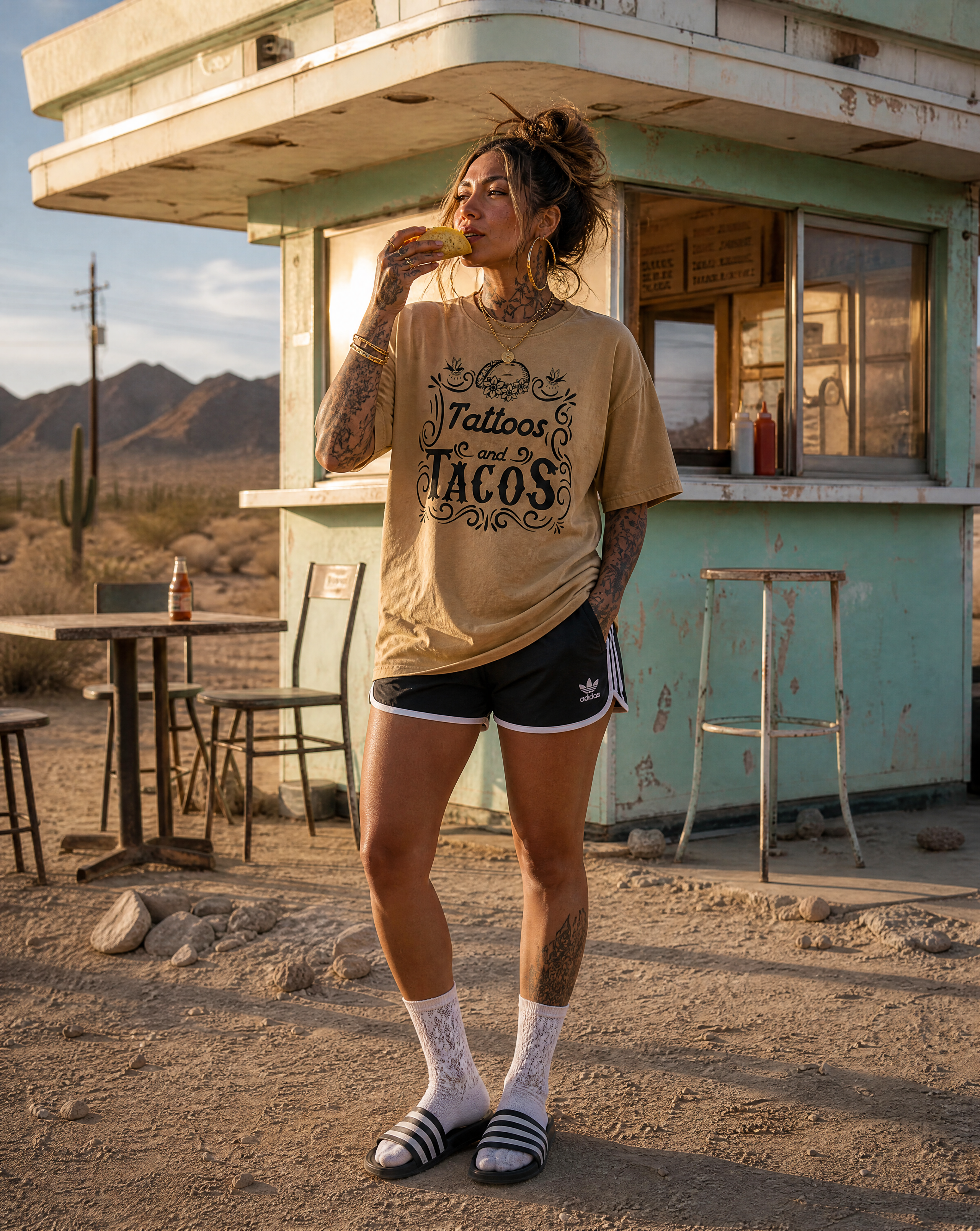 Tattoos and Tacos // Snow Washed Oversized Cotton T-Shirt