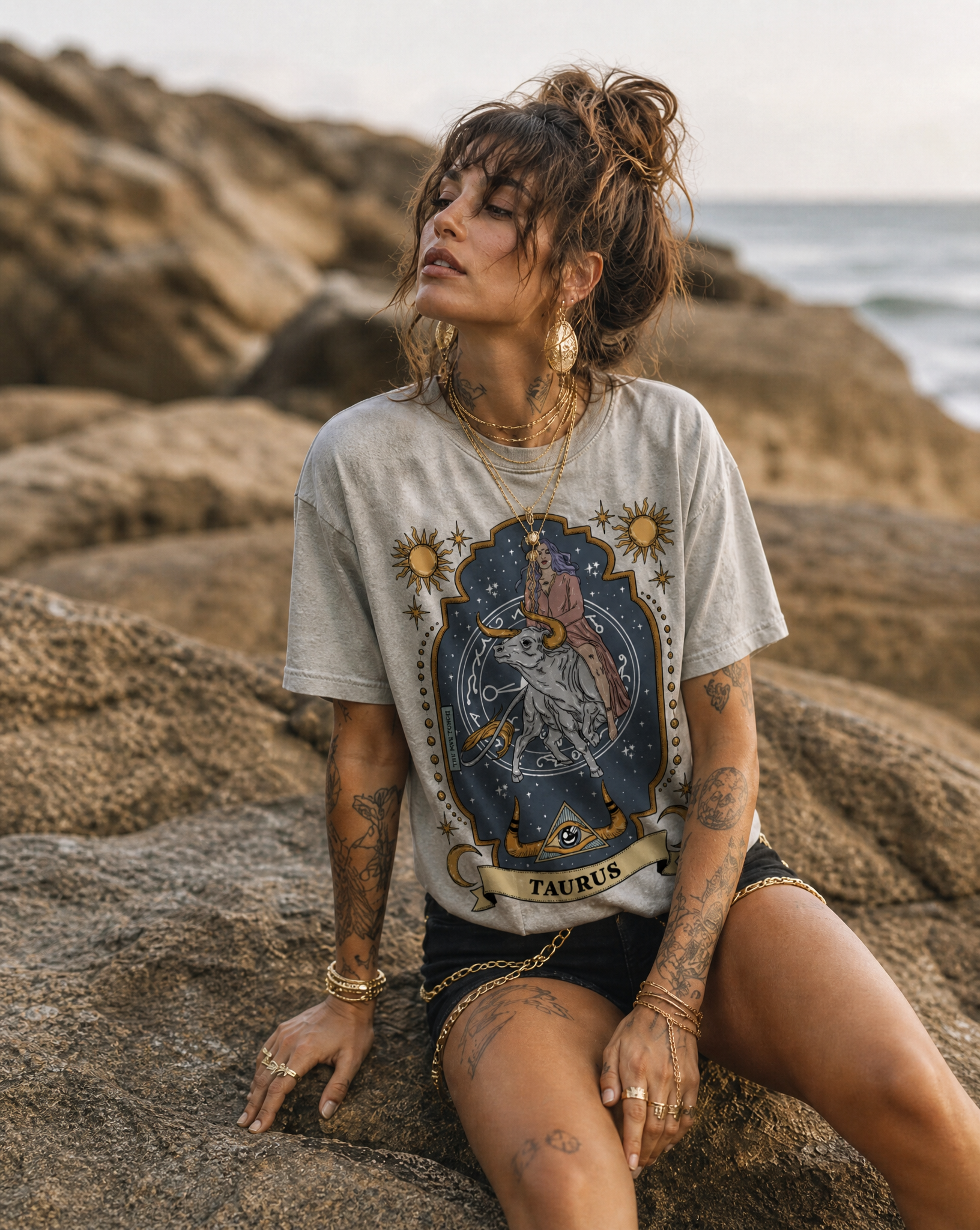 Taurus // Snow Washed Oversized Cotton T-Shirt