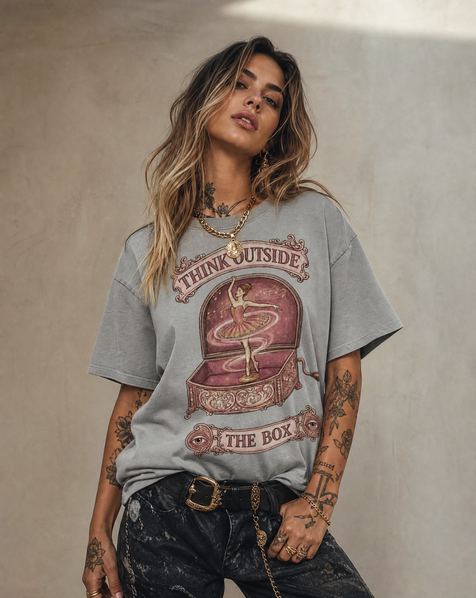Think Outside the Box // Snow Washed Oversized Cotton T-Shirt