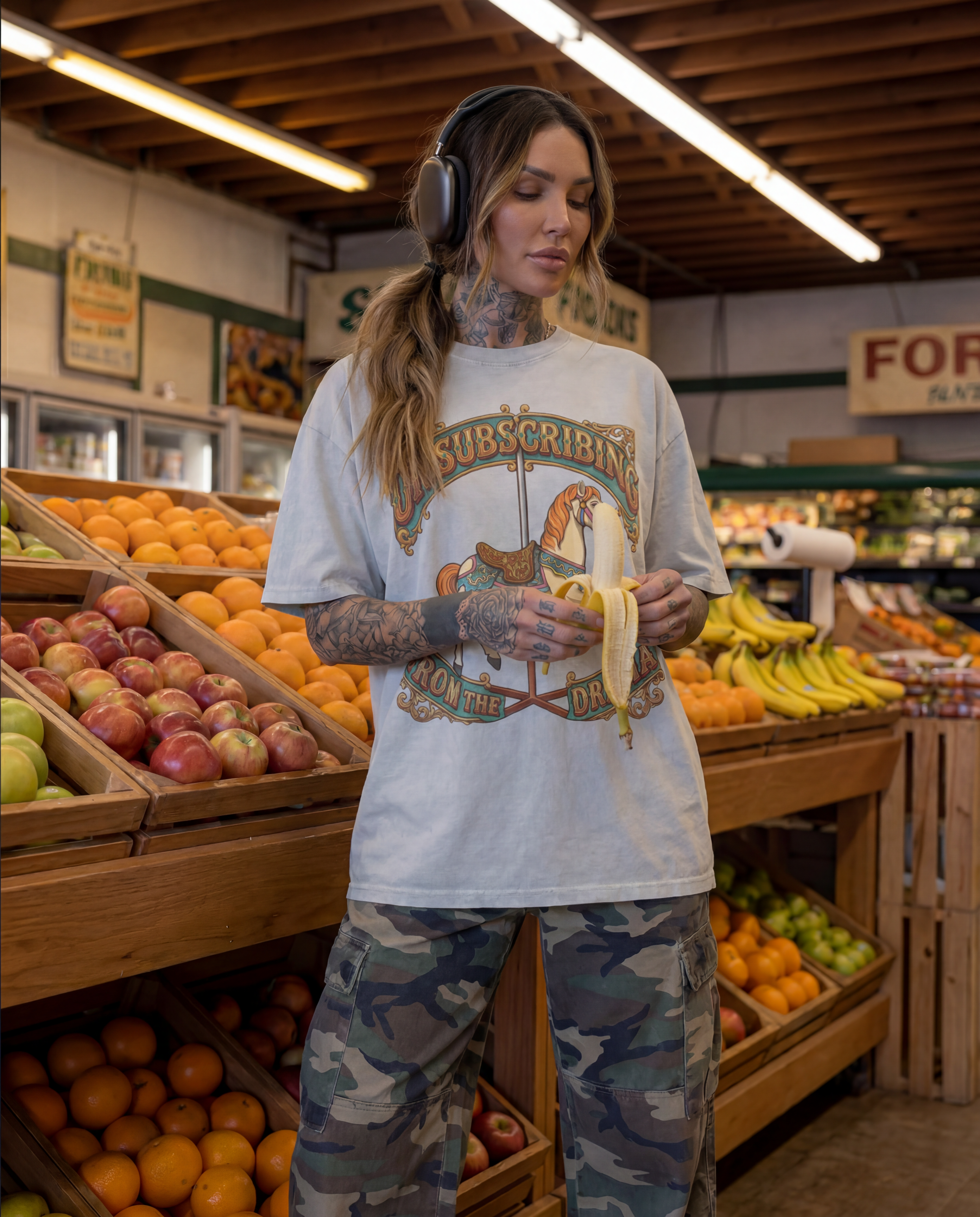 Unsubscribing from the Drama / / Snow Washed Oversized Cotton T-Shirt