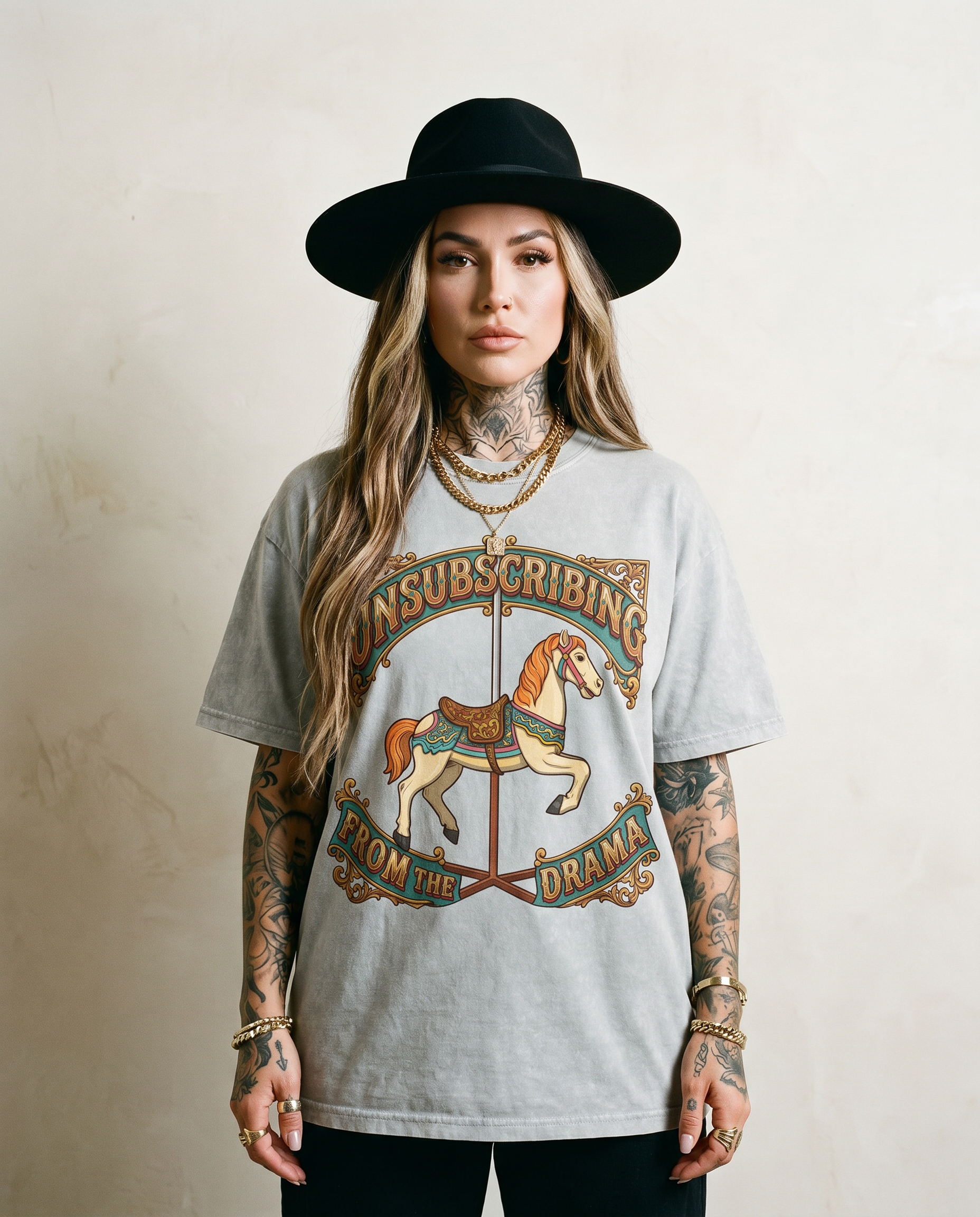 Unsubscribing from the Drama / / Snow Washed Oversized Cotton T-Shirt