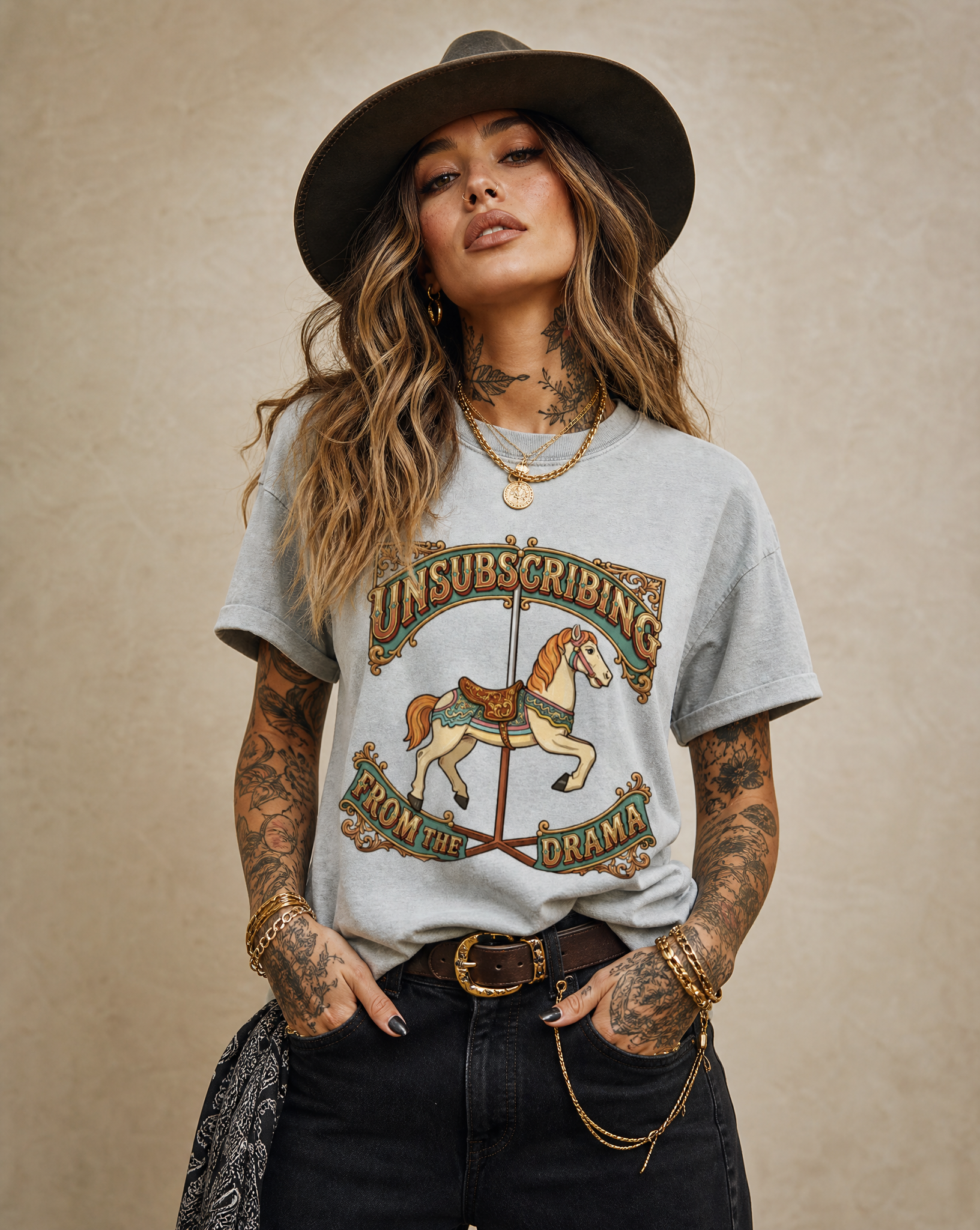 Unsubscribing from the Drama / / Snow Washed Oversized Cotton T-Shirt