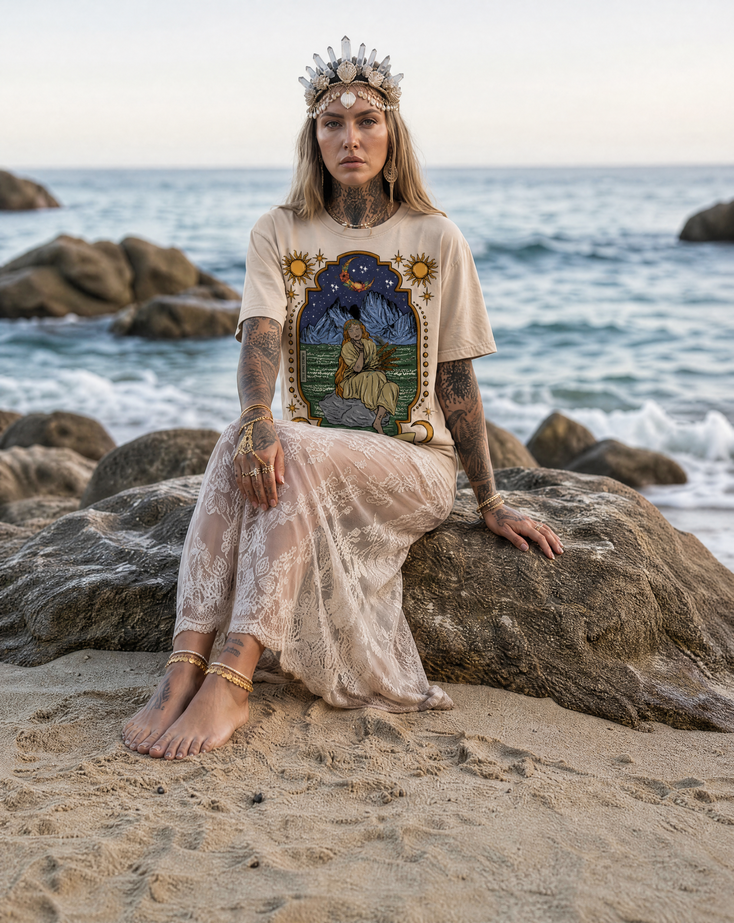 Virgo // Snow Washed Oversized Cotton T-Shirt