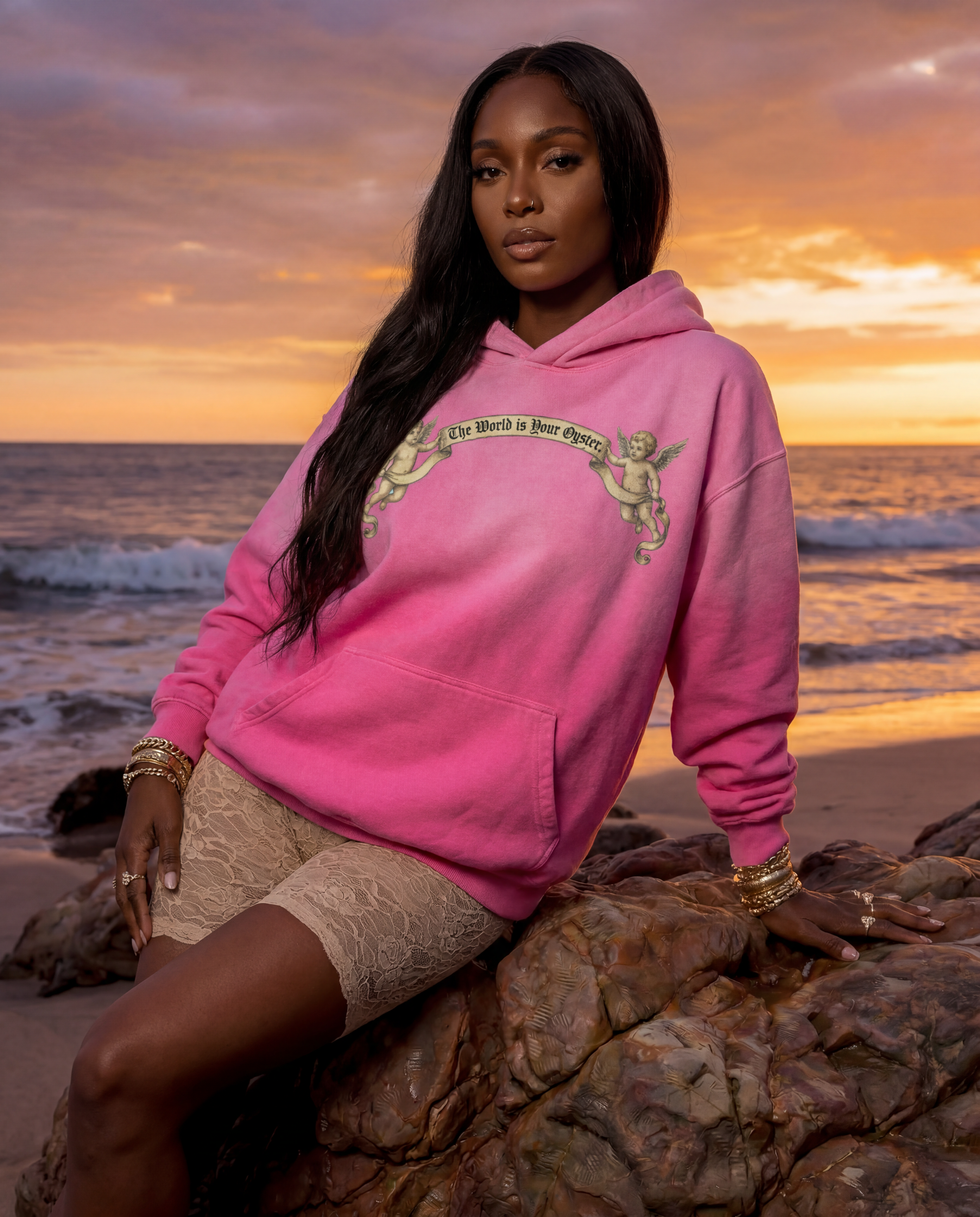 The World is Your Oyster // Heavyweight Sunfade Oversized Hoodie