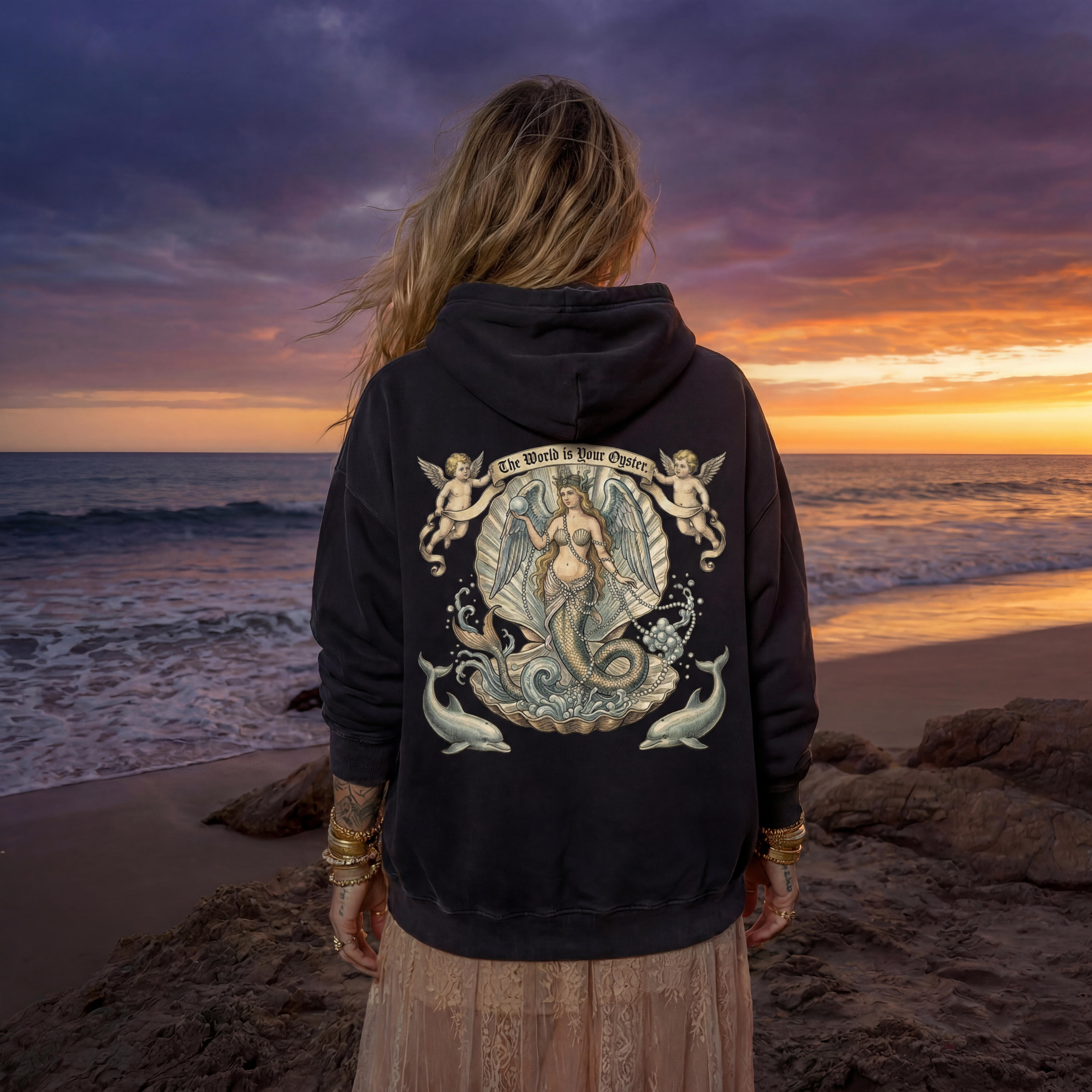 The World is Your Oyster // Heavyweight Sunfade Oversized Hoodie