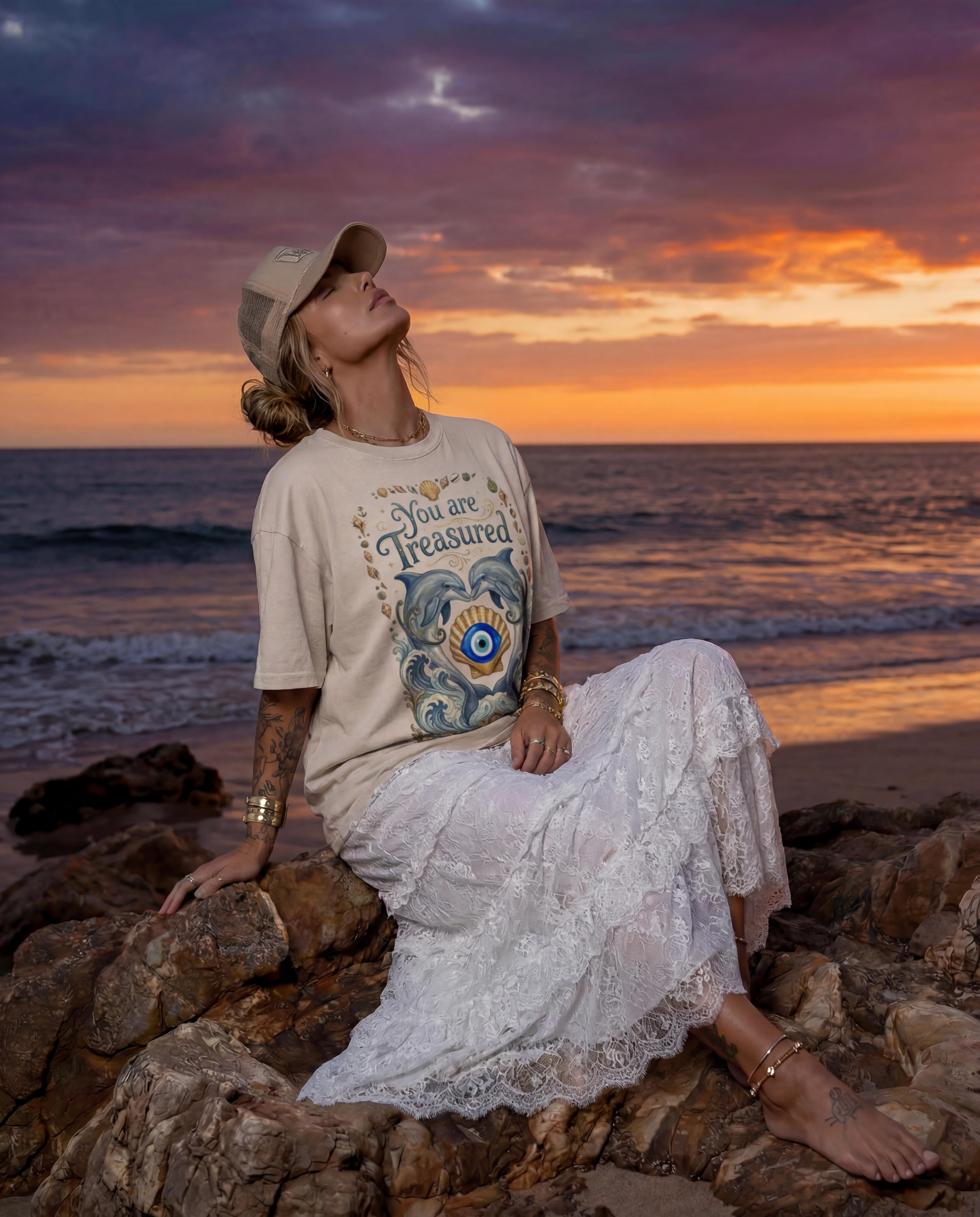 You are Treasured // Snow Washed Oversized Cotton T-Shirt