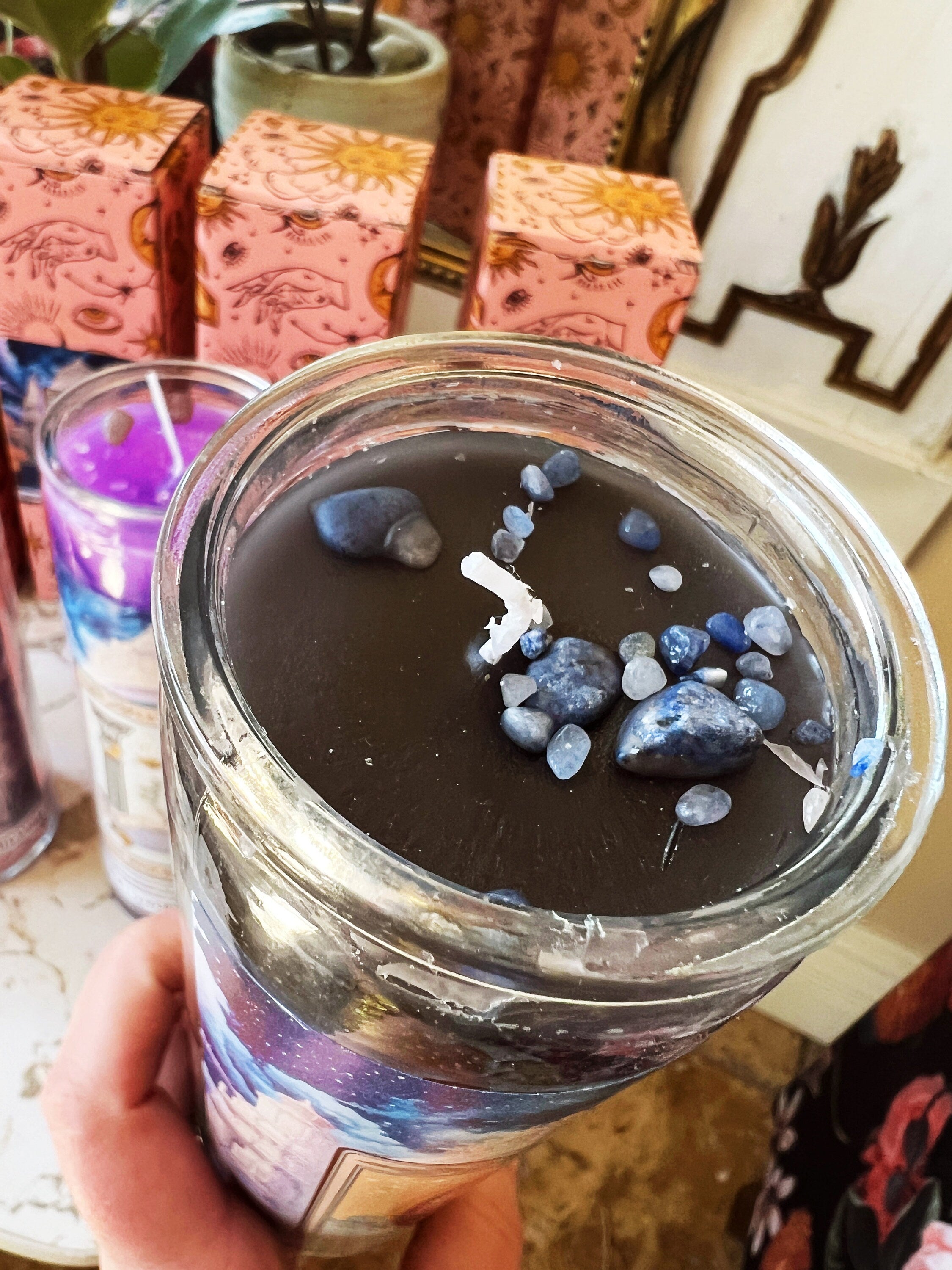 THE ZERO OF FUCKS // CRYSTAL TOPPED ALTAR CANDLE