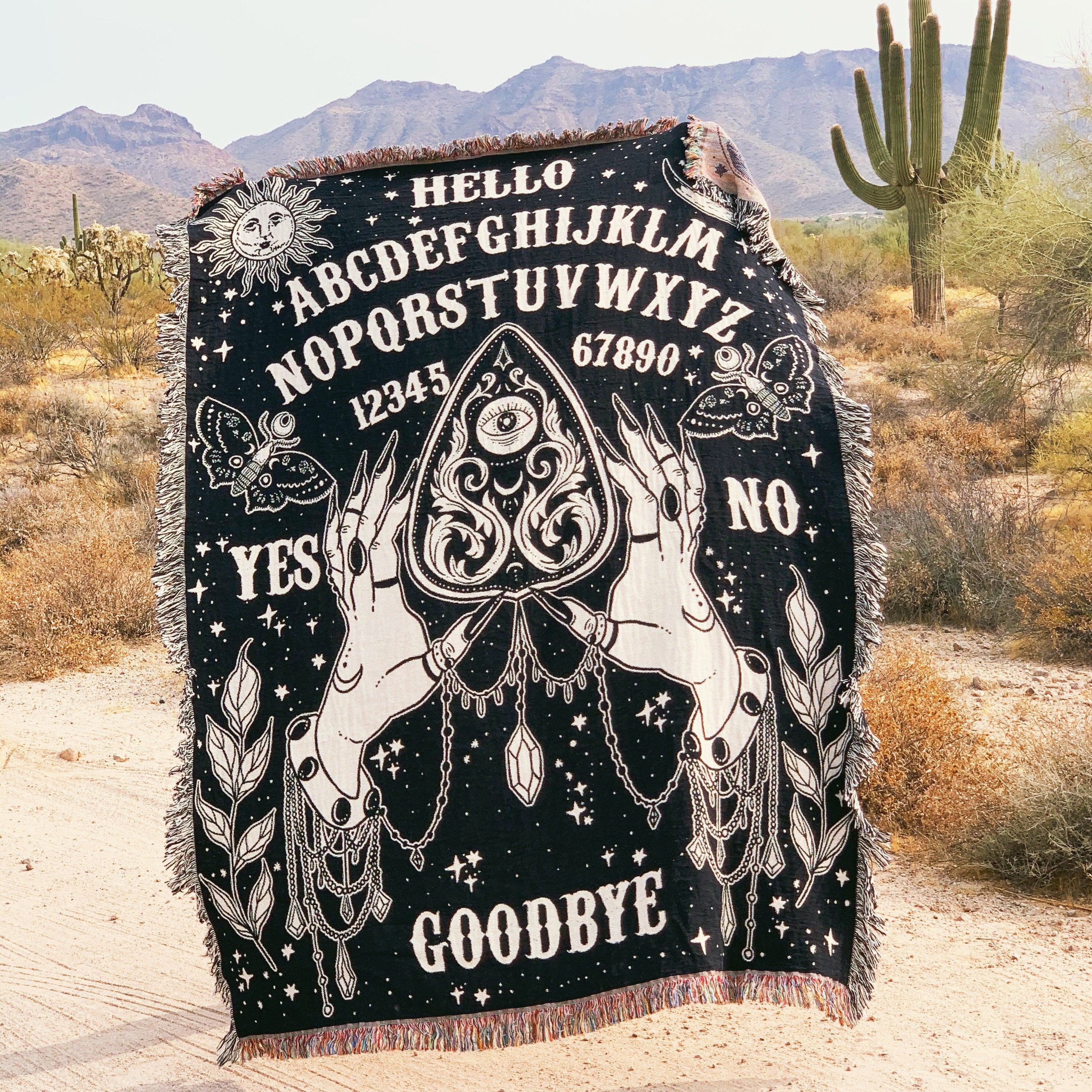 LIFE SIZE OUIJA BOARD // WOVEN FRINGE BLANKET