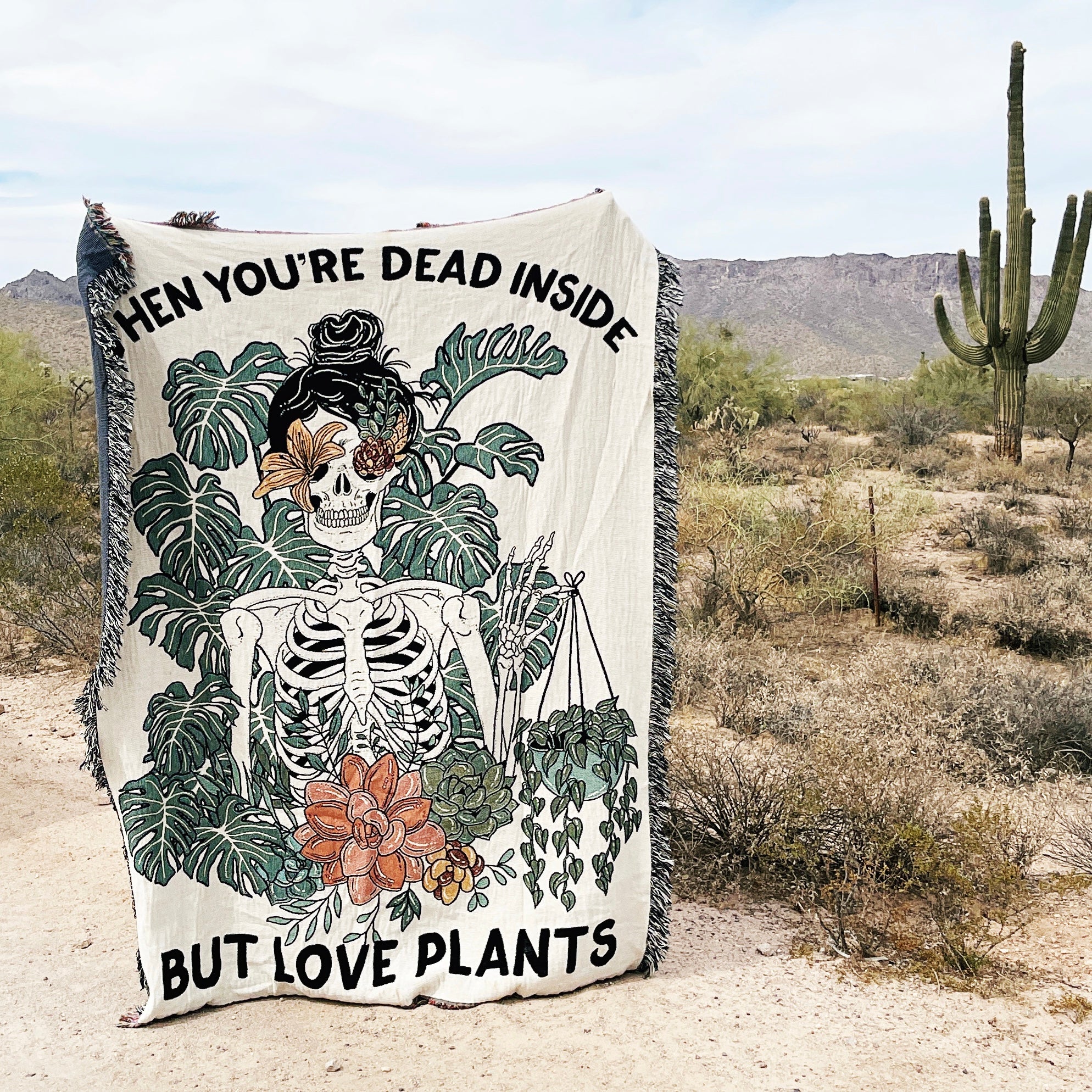 WHEN YOU'RE DEAD INSIDE BUT LOVE PLANTS // WOVEN FRINGE BLANKET