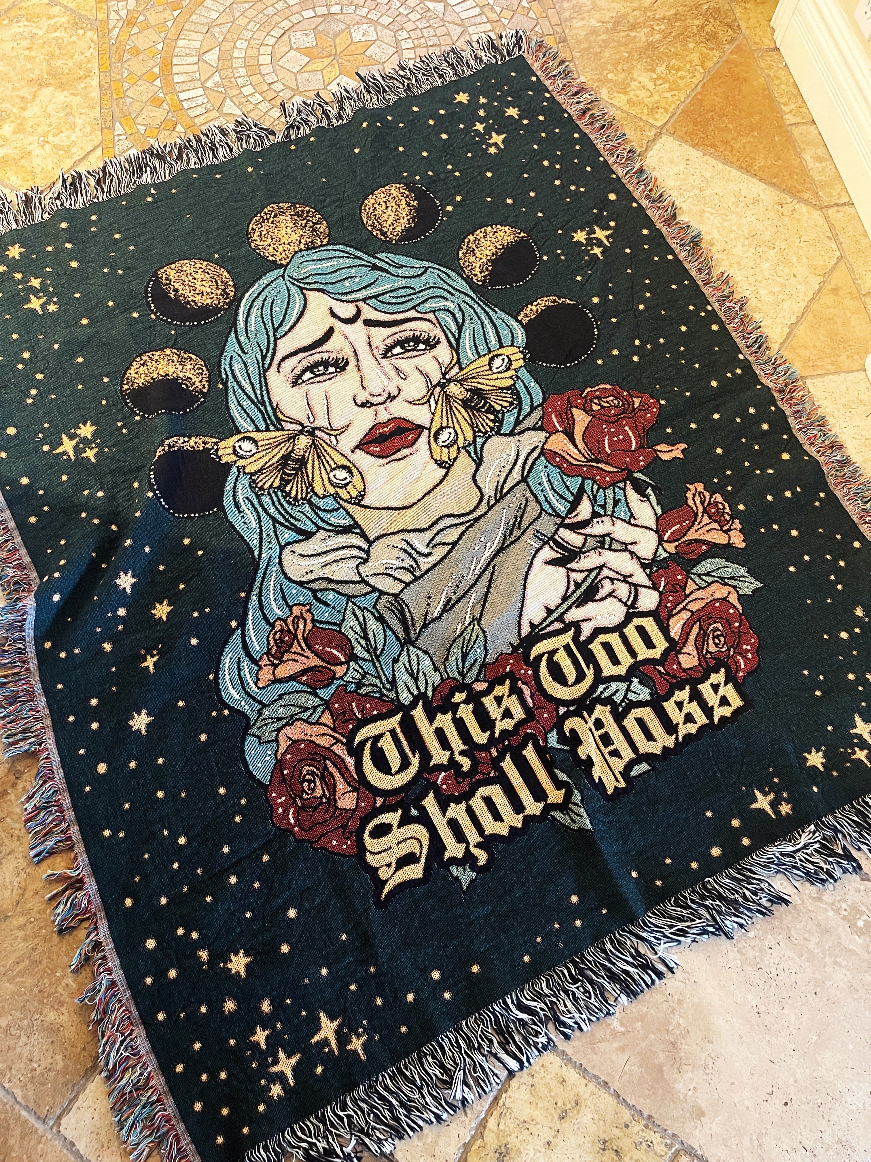 THIS TOO SHALL PASS // WOVEN FRINGE BLANKET