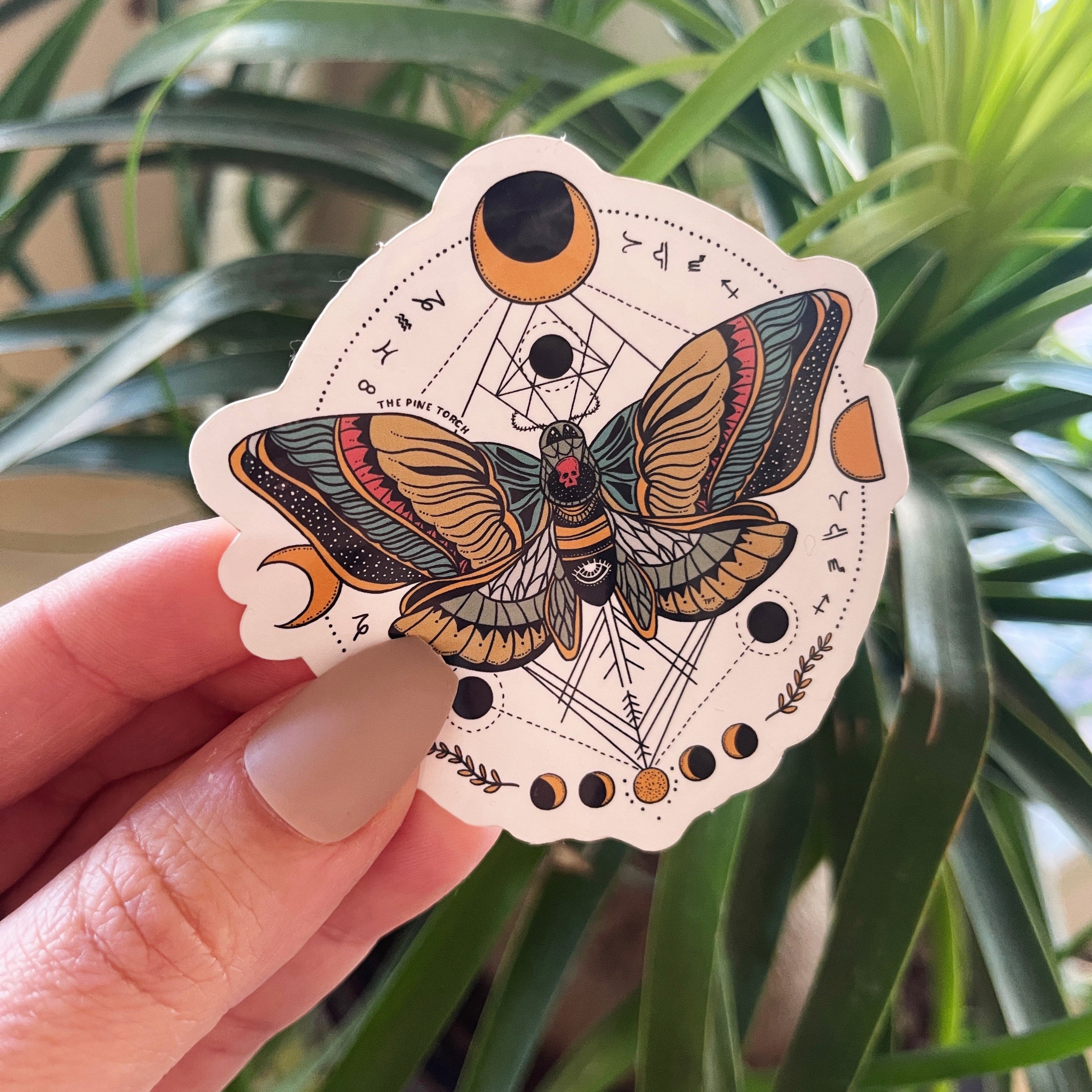 Retro Luna Moth Stickers Witchy Stickers