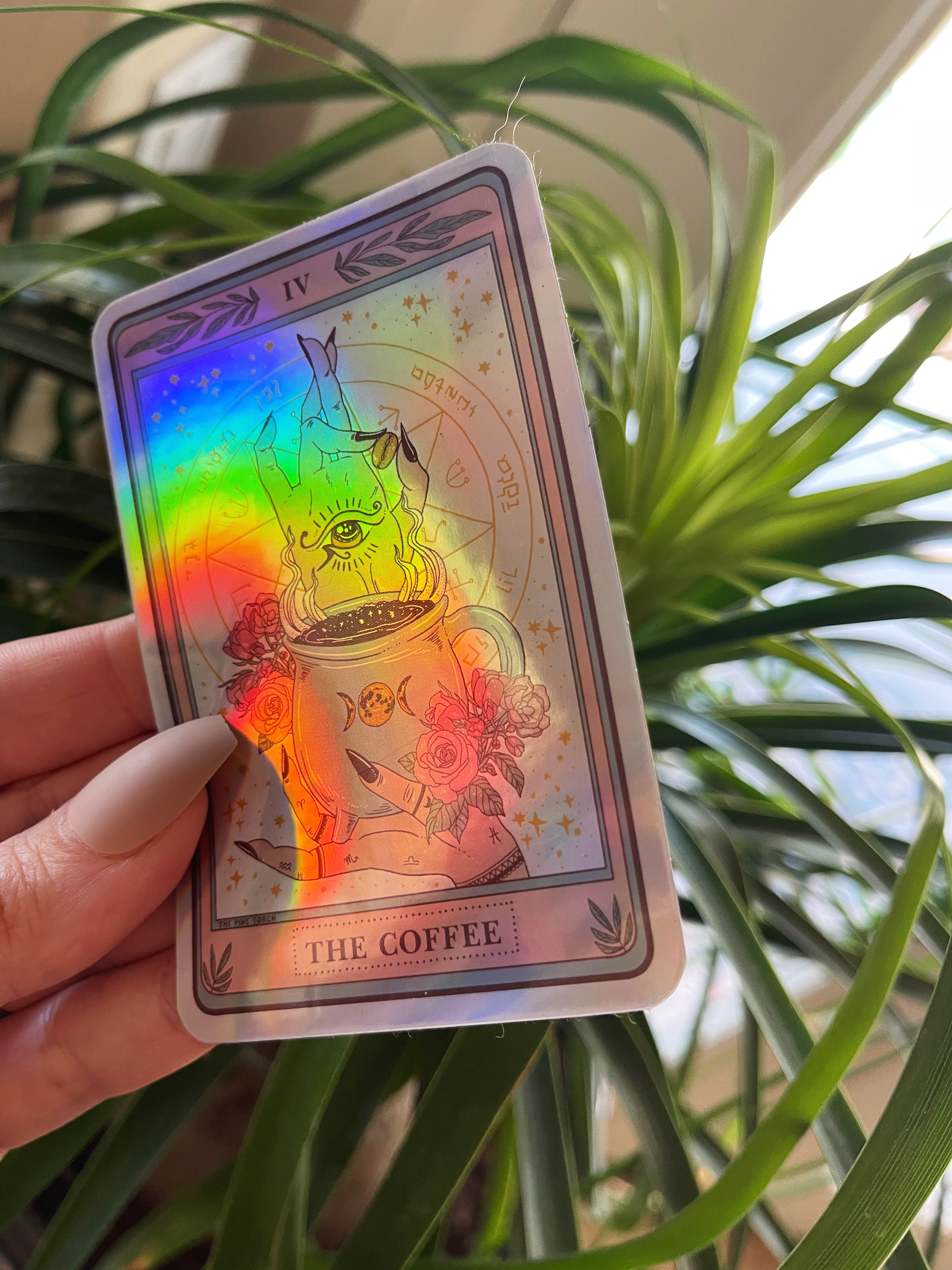 THE COFFEE TAROT HOLOGRAPHIC STICKER | The Pine Torch THE COFFEE TAROT HOLOGRAPHIC STICKER | The Pine Torch