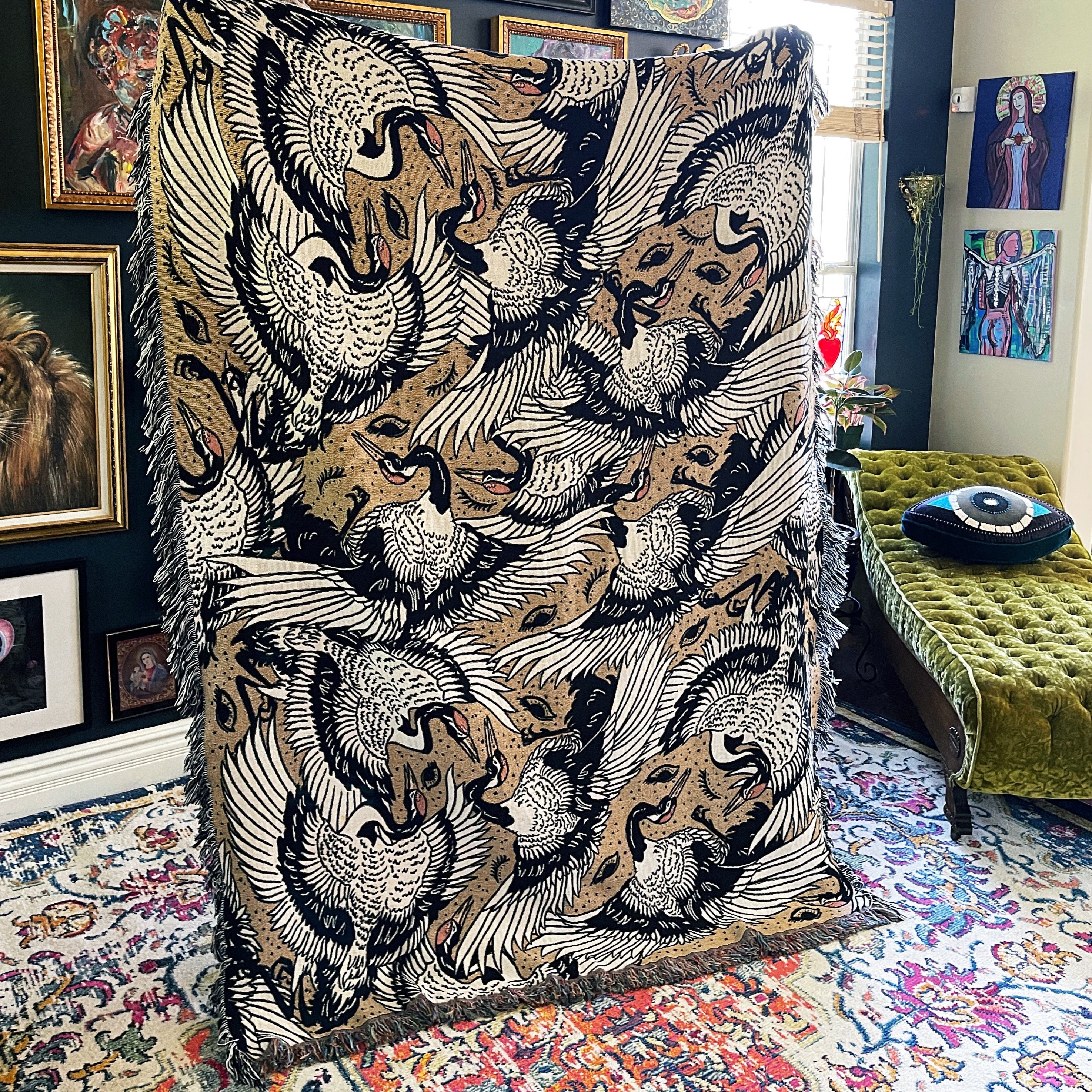 GOOD OMENS WOVEN FRINGE BLANKET