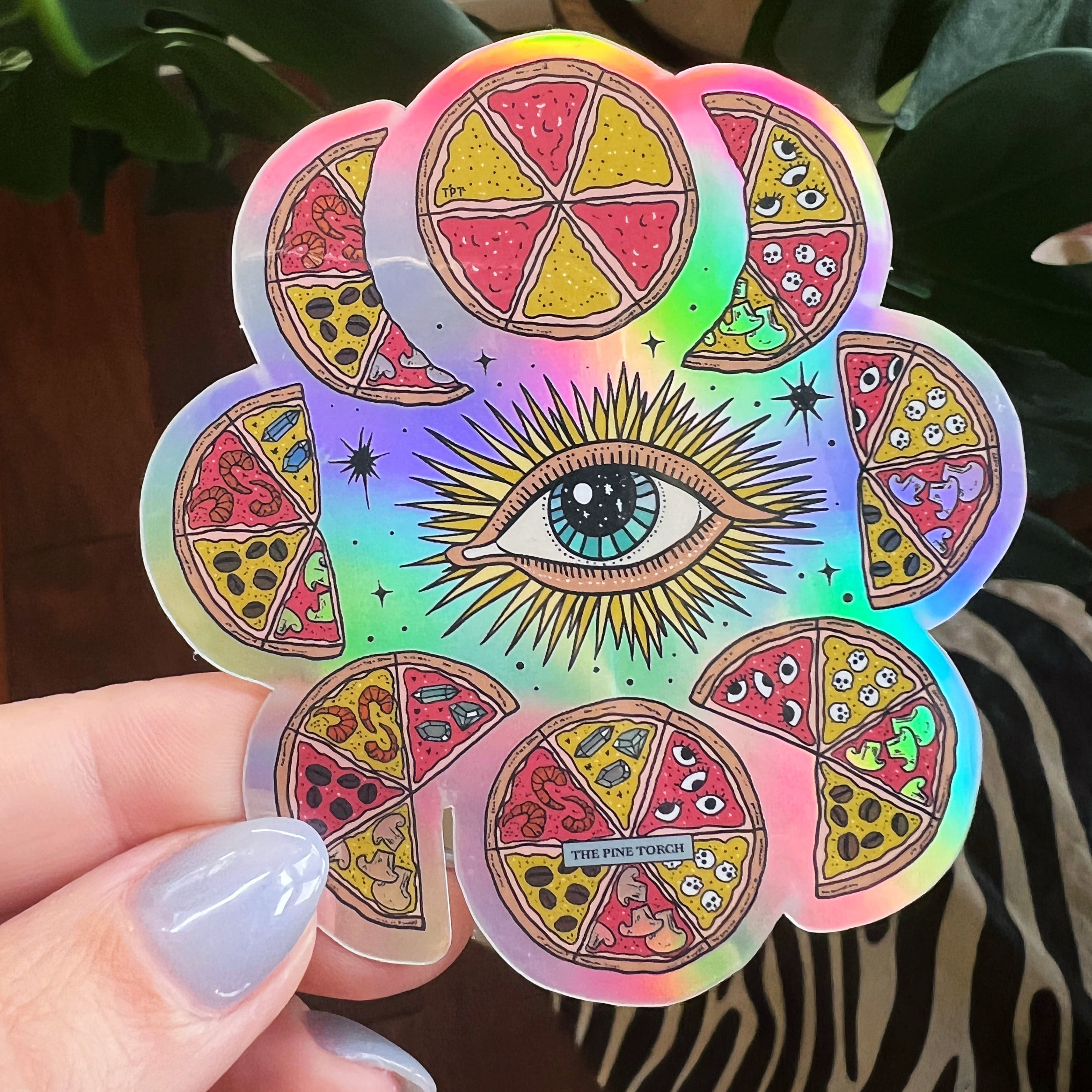 MOON PHASE PIZZA « HOLOGRAPHIC STICKER »