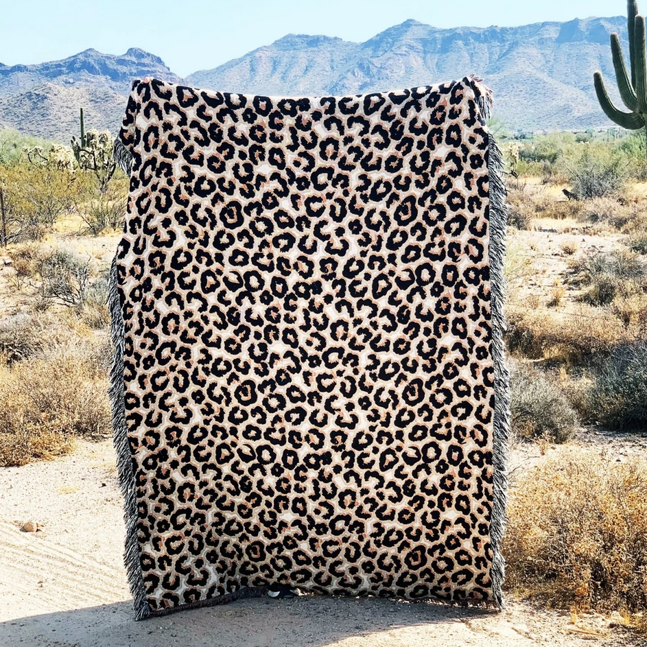 LEOPARD DOESN'T CHANGE HER SPOTS // 60x80 WOVEN FRINGE BLANKET