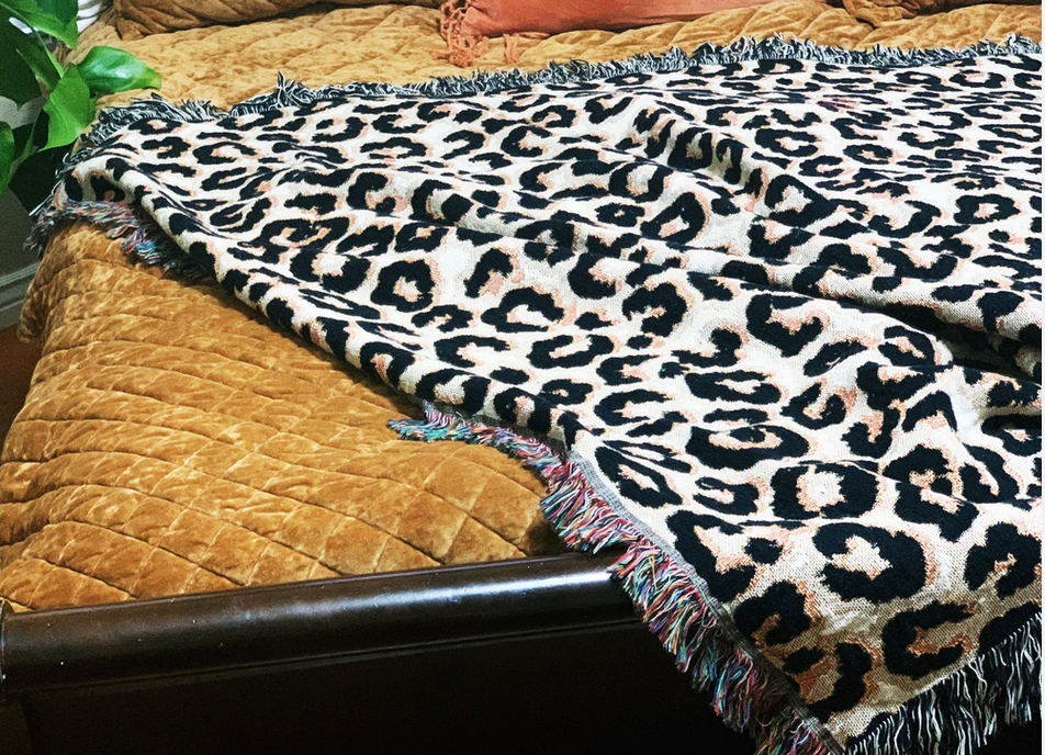 LEOPARD DOESN'T CHANGE HER SPOTS // 60x80 WOVEN FRINGE BLANKET