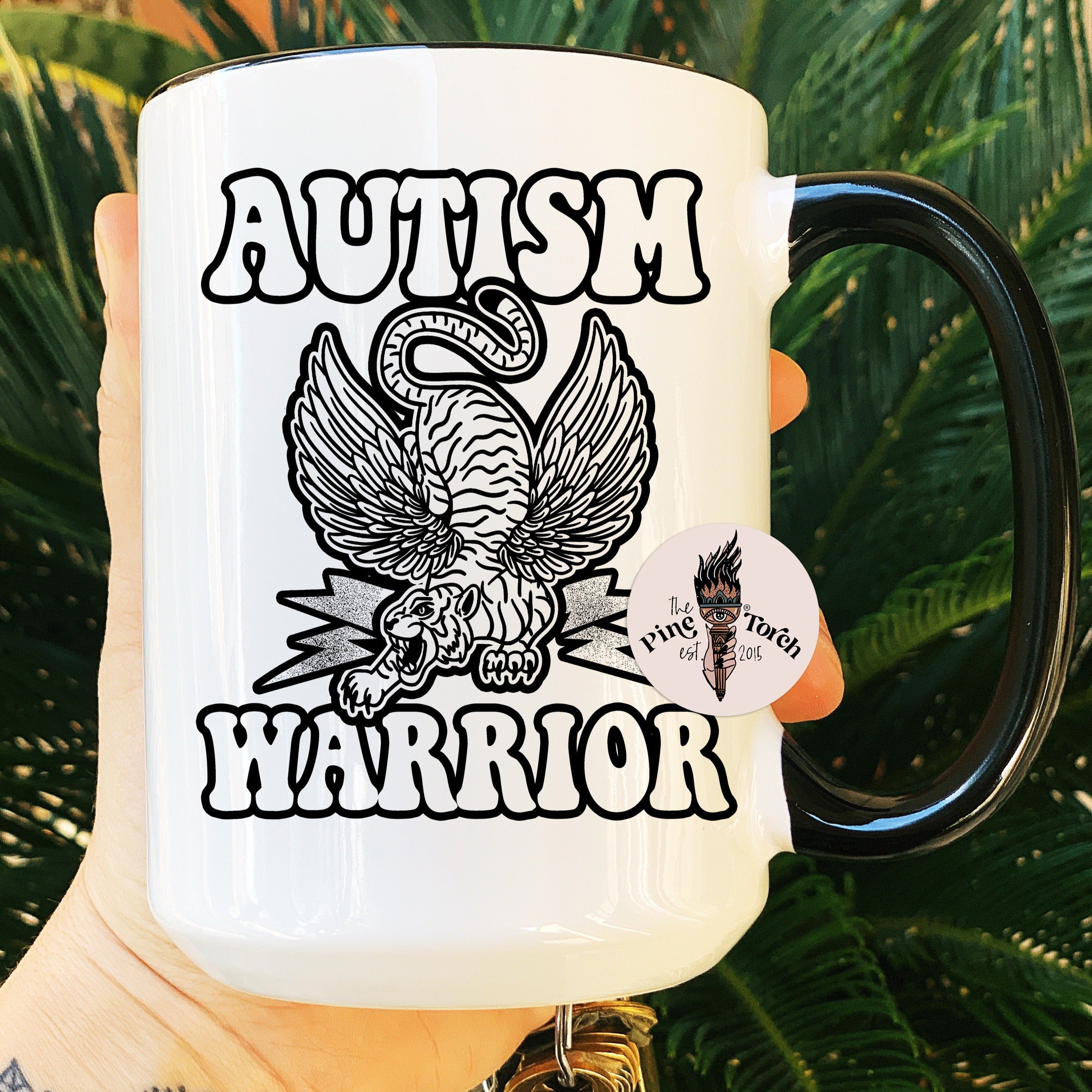 AUTISM WARRIOR // BLACK RIM MUG