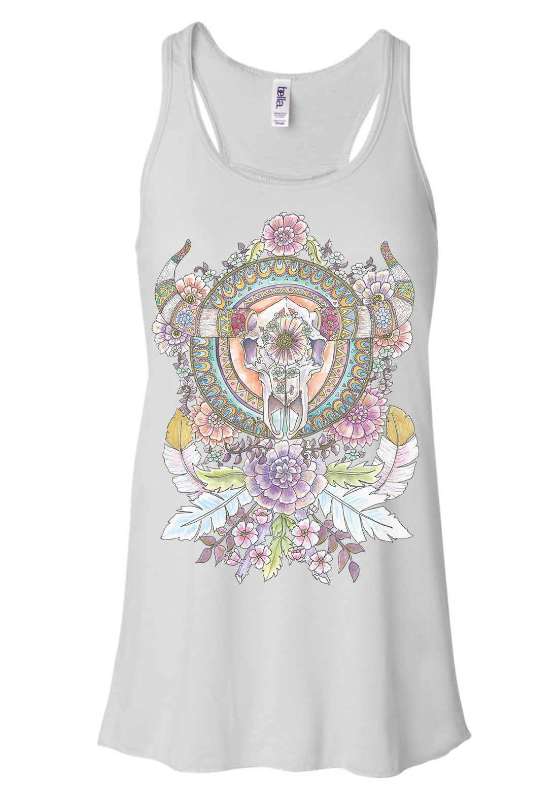 « BULL SKULL MANDALA » FLOWY RACERBACK TANK