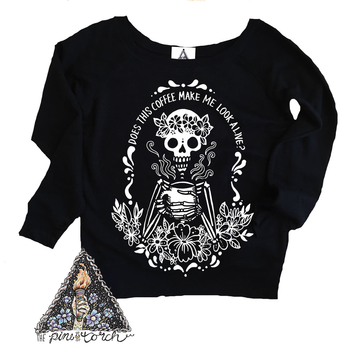 « COFFEE SKELETON » WOMEN'S SLOUCHY WIDENECK SWEATSHIRT