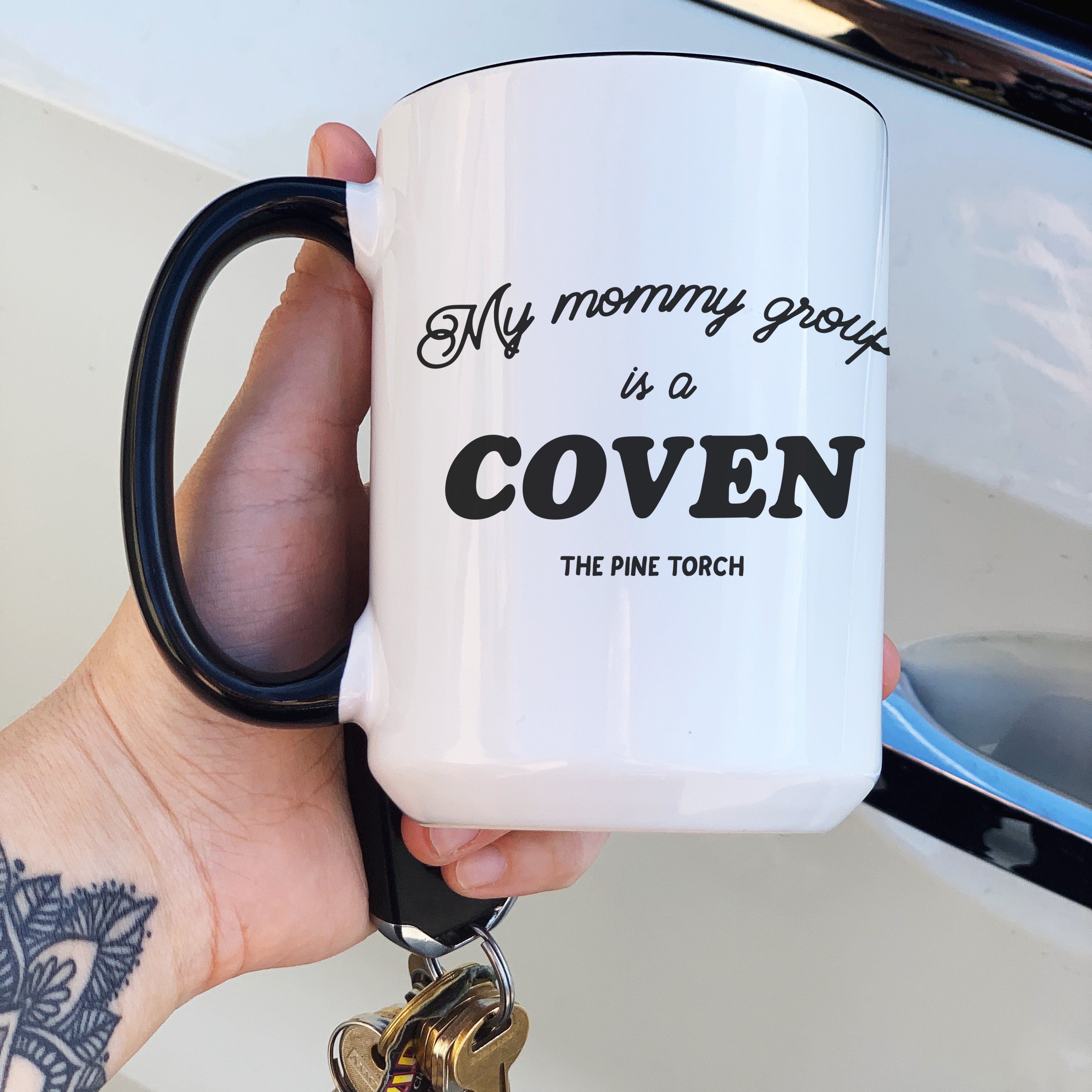 MY MOMMY GROUP IS A COVEN // BLACK RIM MUG