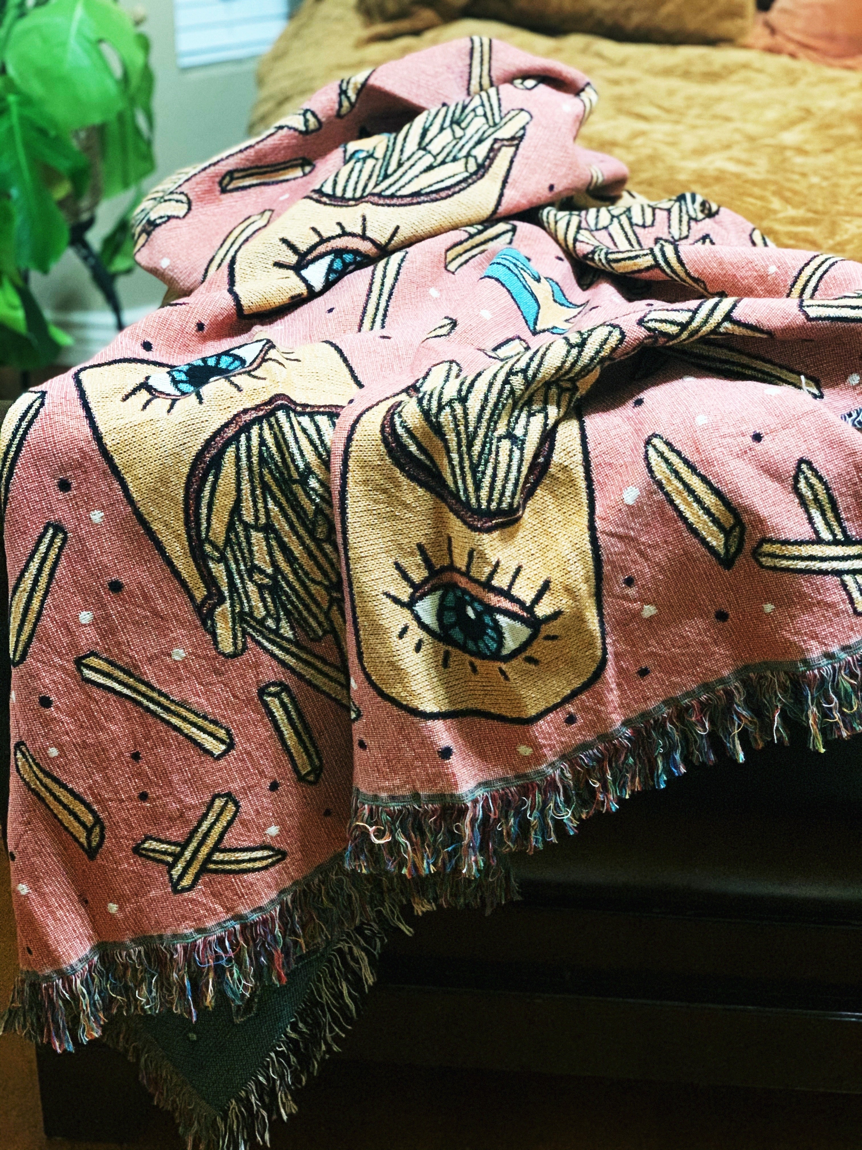 KEEP YOUR EYES ON THE FRIES // WOVEN FRINGE BLANKET