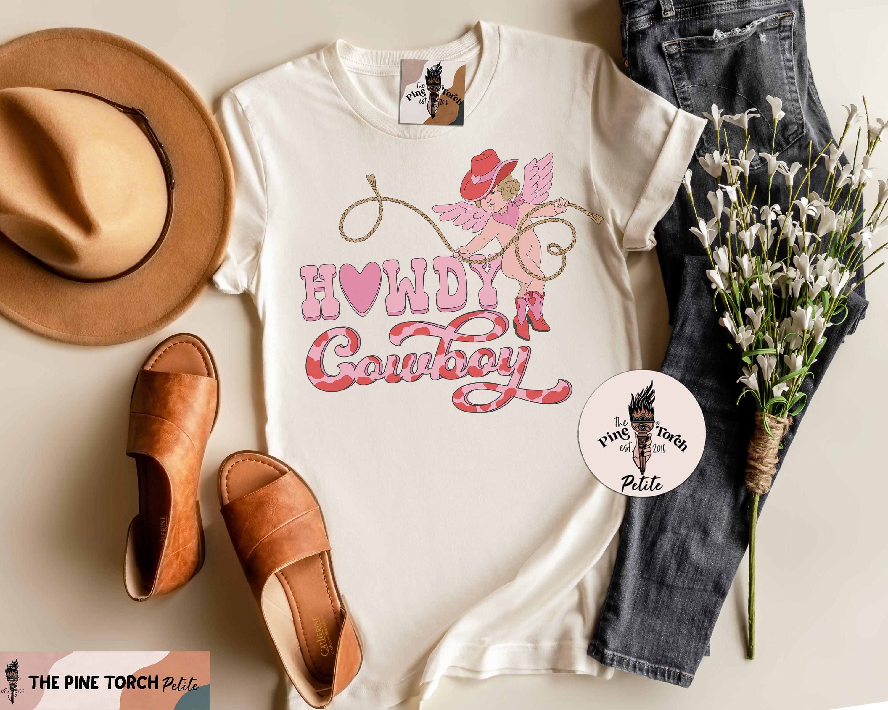 « HOWDY COWBOY » UNISEX WHITE OR CREAM TEE