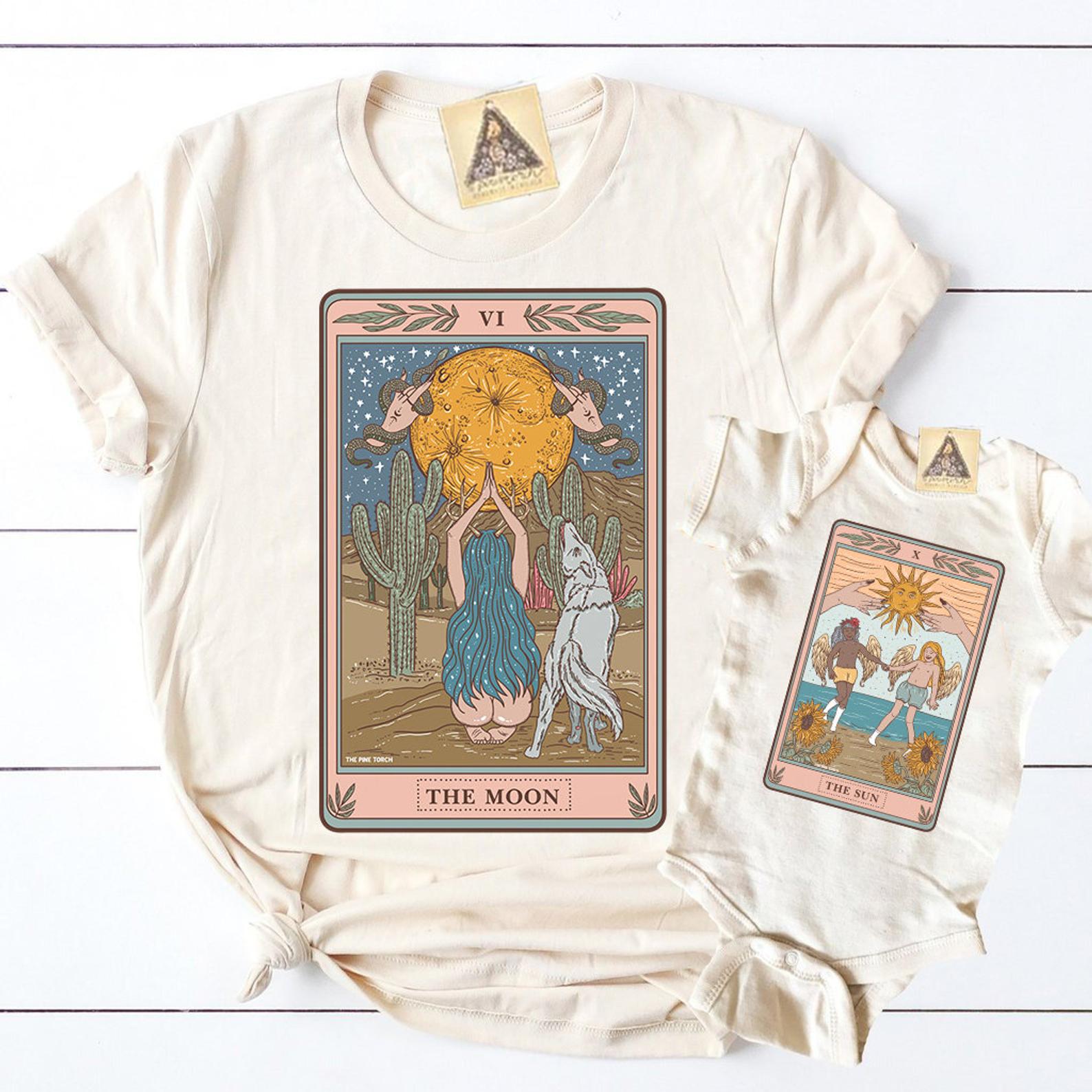 « THE SUN TAROT + THE MOON TAROT » MOMMY & ME // Cream Unisex Tee + Bodysuit