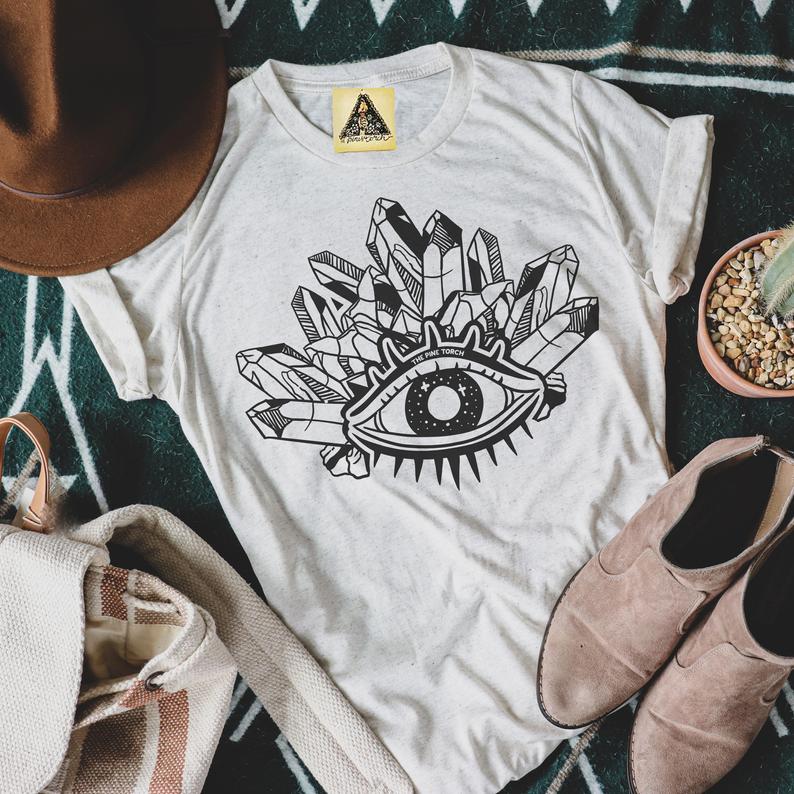 « CRYSTAL EVIL EYE » CREAM UNISEX TEE