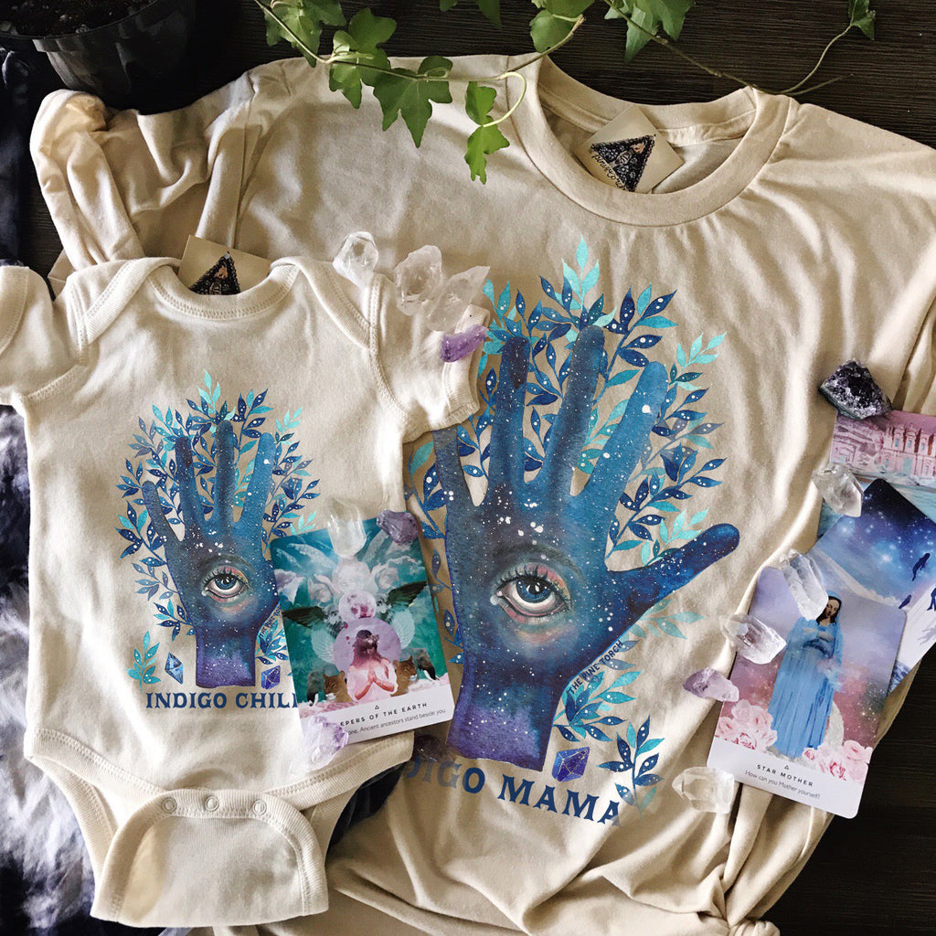 « INDIGO MAMA + INDIGO CHILD » MOMMY & ME // Cream Unisex Tee + Bodysuit