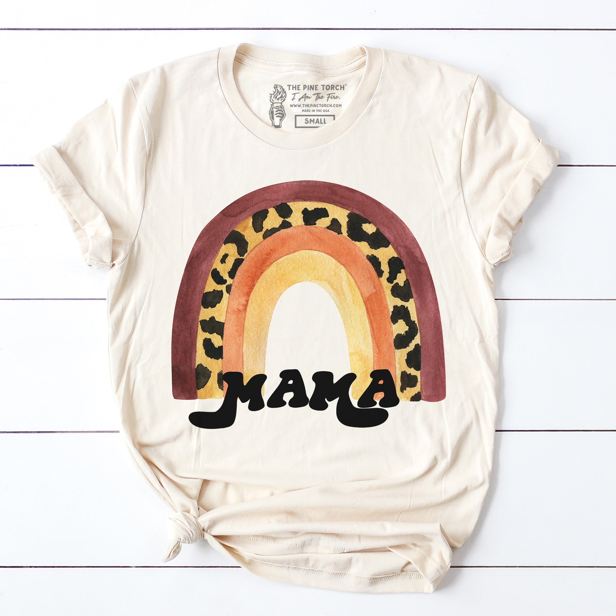 « LEOPARD RAINBOW MAMA » UNISEX CREAM TEE