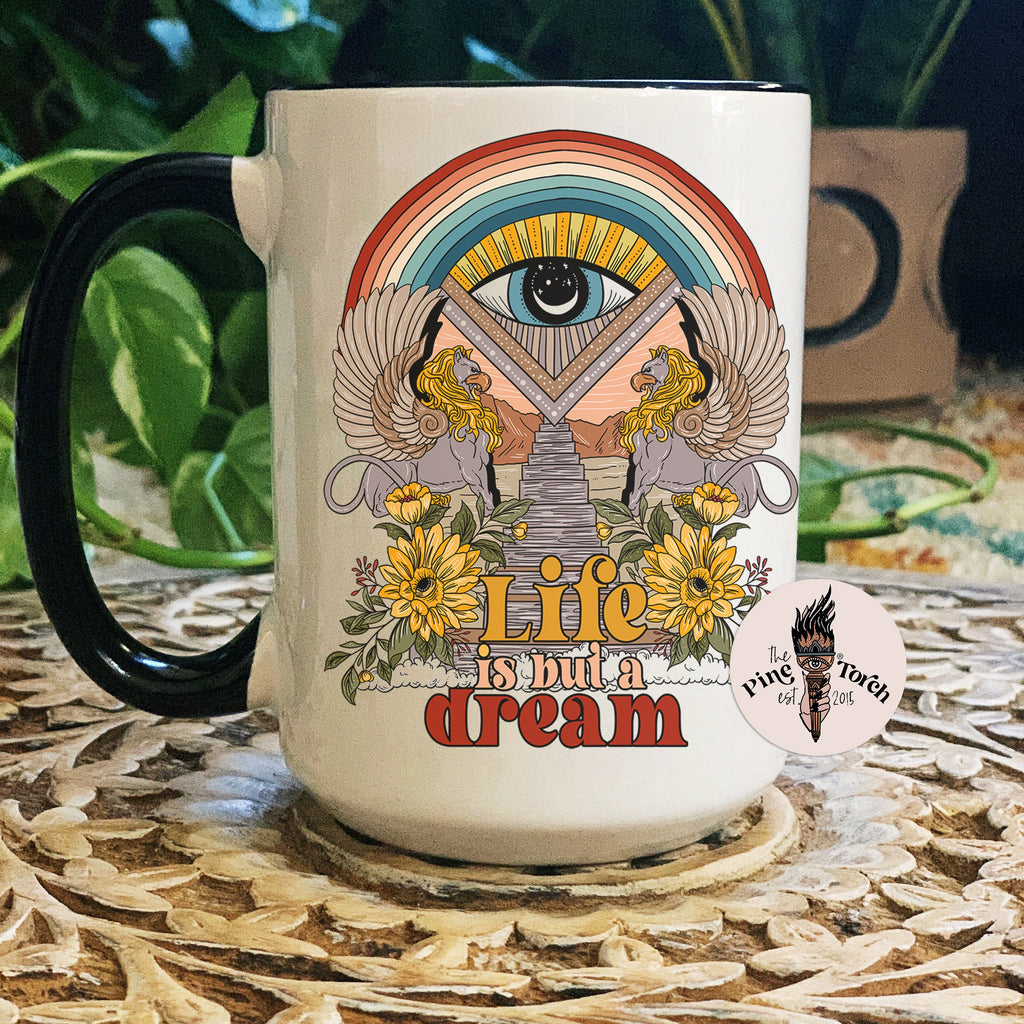 LIFE IS BUT A DREAM // BLACK RIM MUG